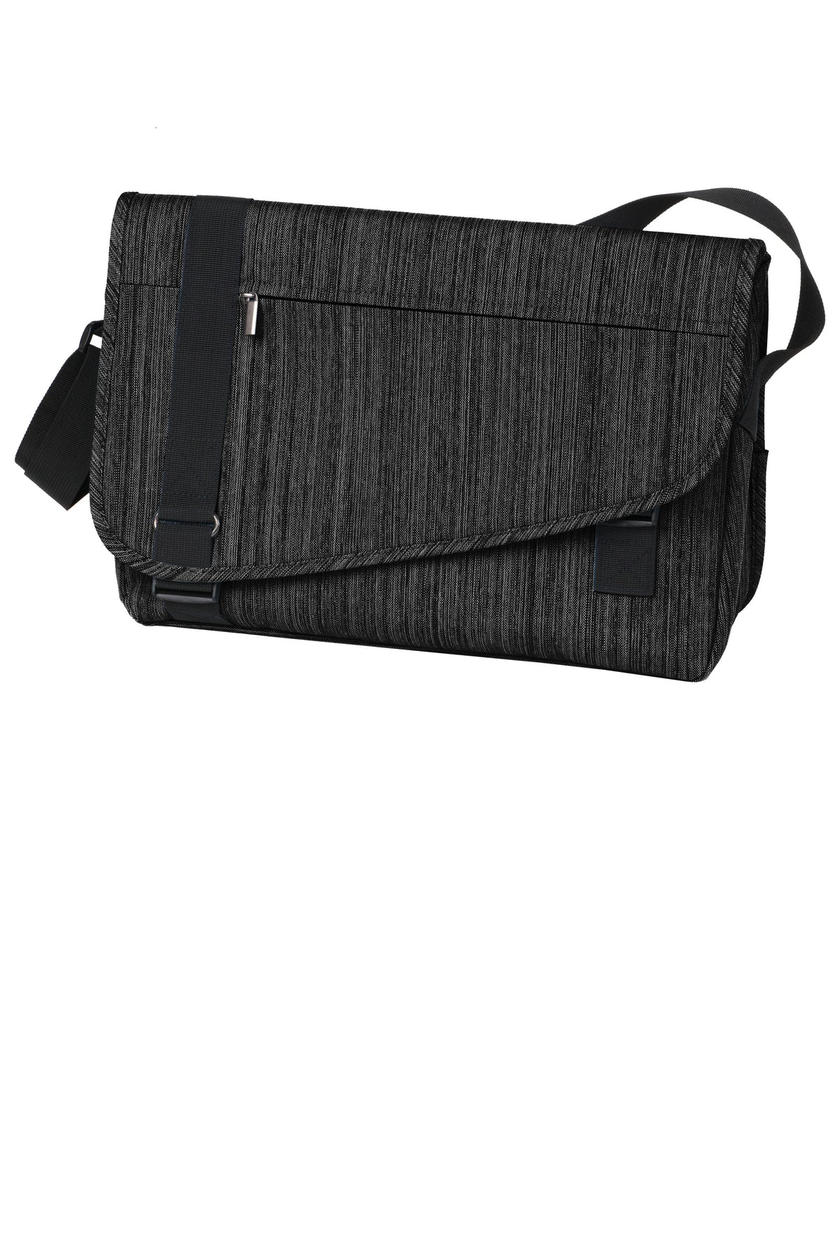 Print-View Port Authority® Crossbody Messenger bag featuring a storm gray color and a flat front design.