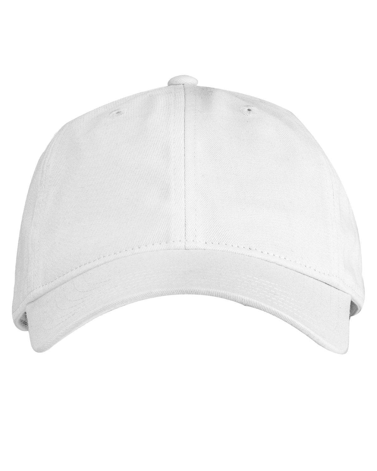 White Print View baseball cap with unstructured design, featuring a casual fit and printed logo on the front.