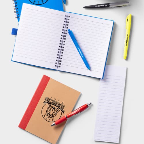 A coordinated selection of branded office products