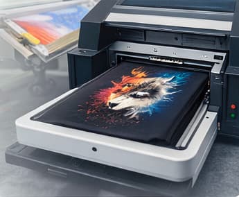 A custom garment being printed