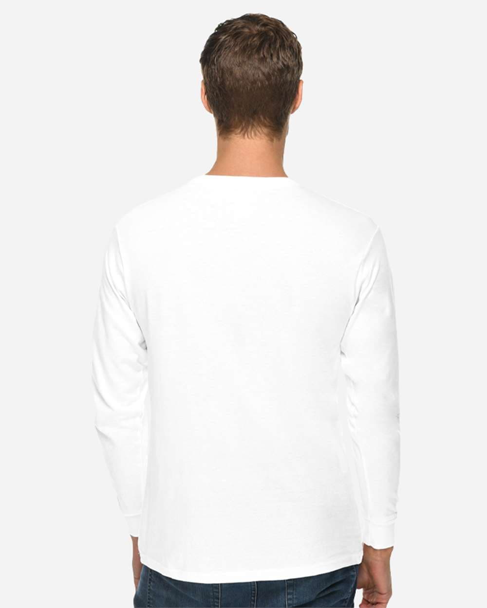 Lane Seven LS15009 Unisex Heavyweight Long Sleeve Tee in White — view 3