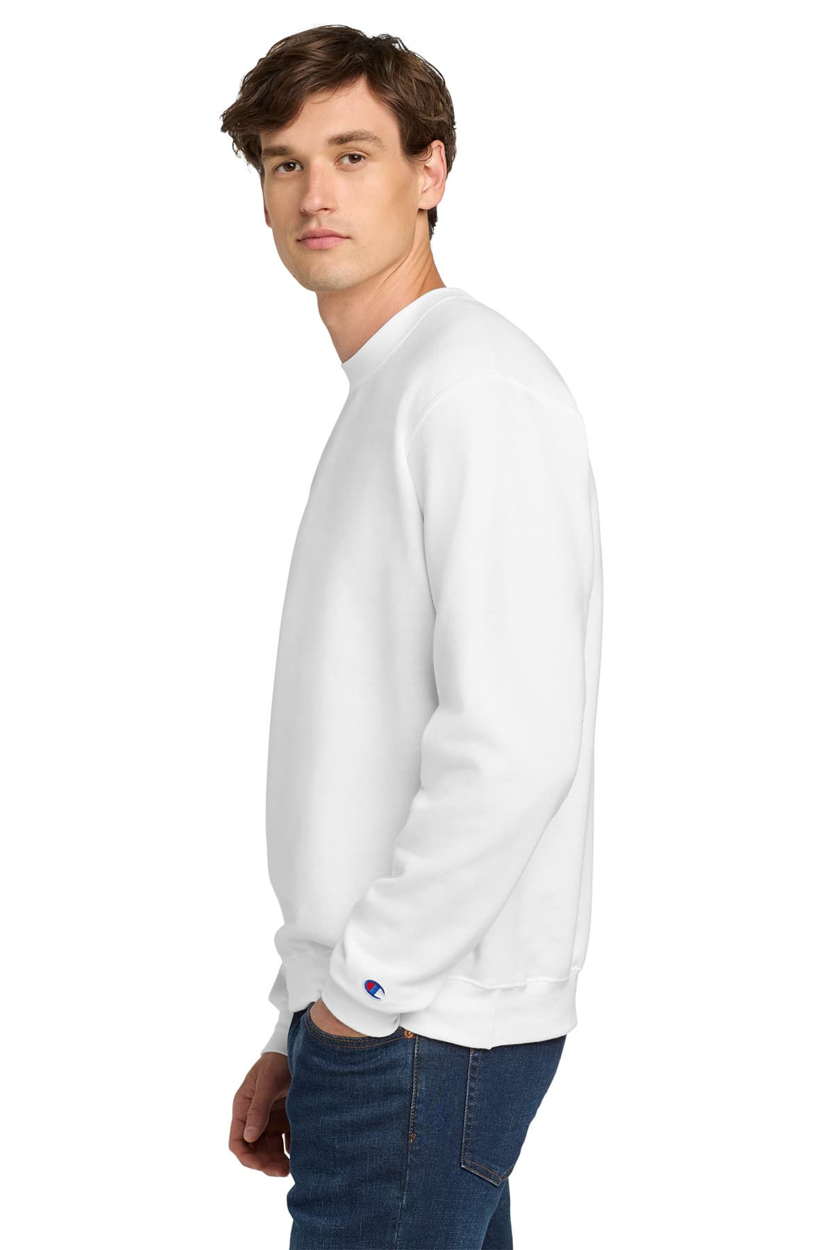 Champion S6000 Powerblend Crewneck Sweatshirt in White — view 3