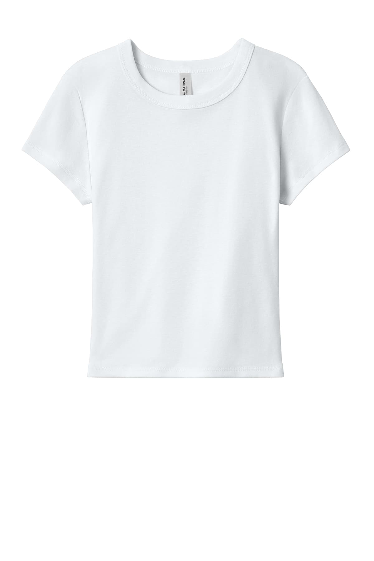 BELLA+CANVAS 1010 Women’s Micro Rib Baby Tee in Solid White Blend — view 3