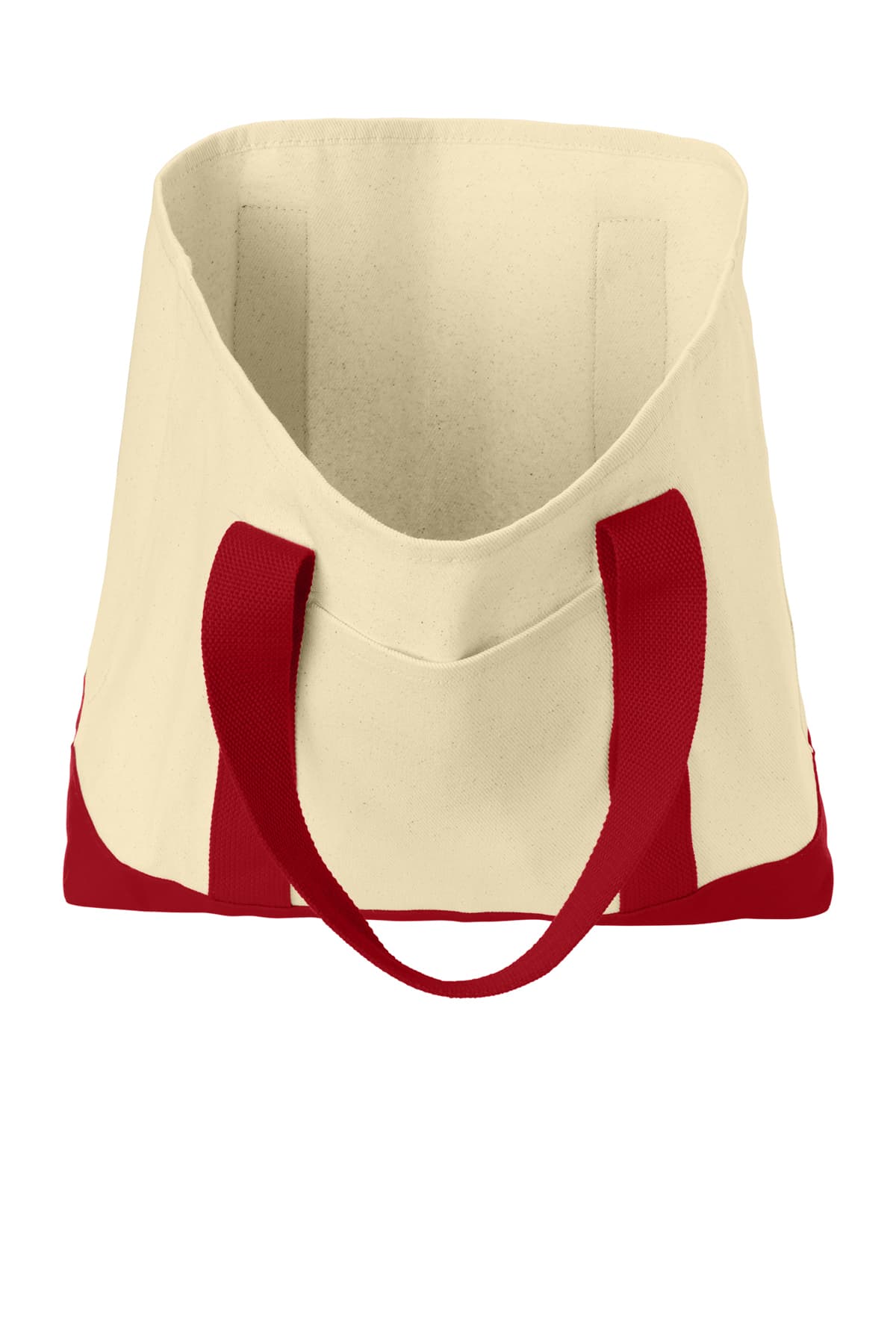 Port Authority B400 Ideal Twill Two-Tone Shopping Tote in Natural / Red — view 5
