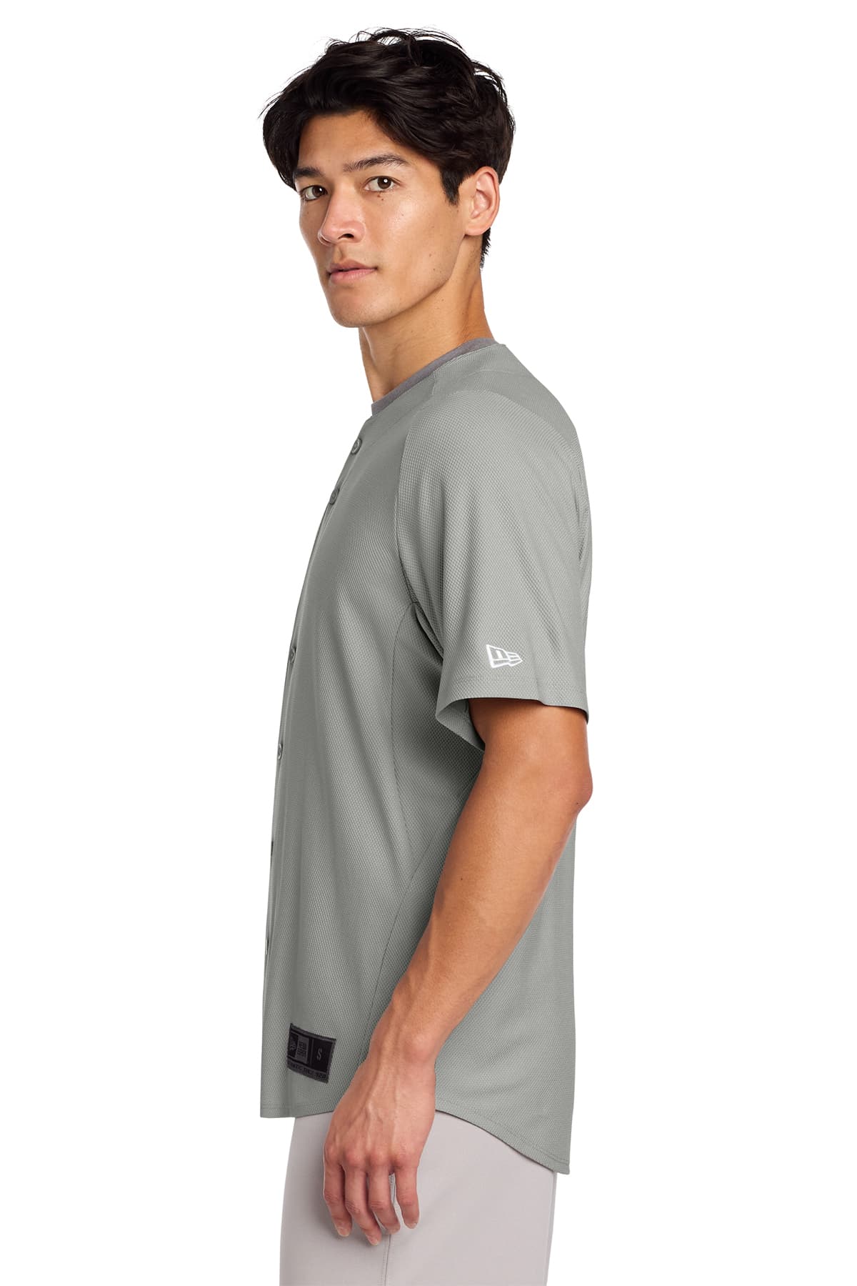 New Era NEA220 Diamond Era Full-Button Jersey in Grey — view 3