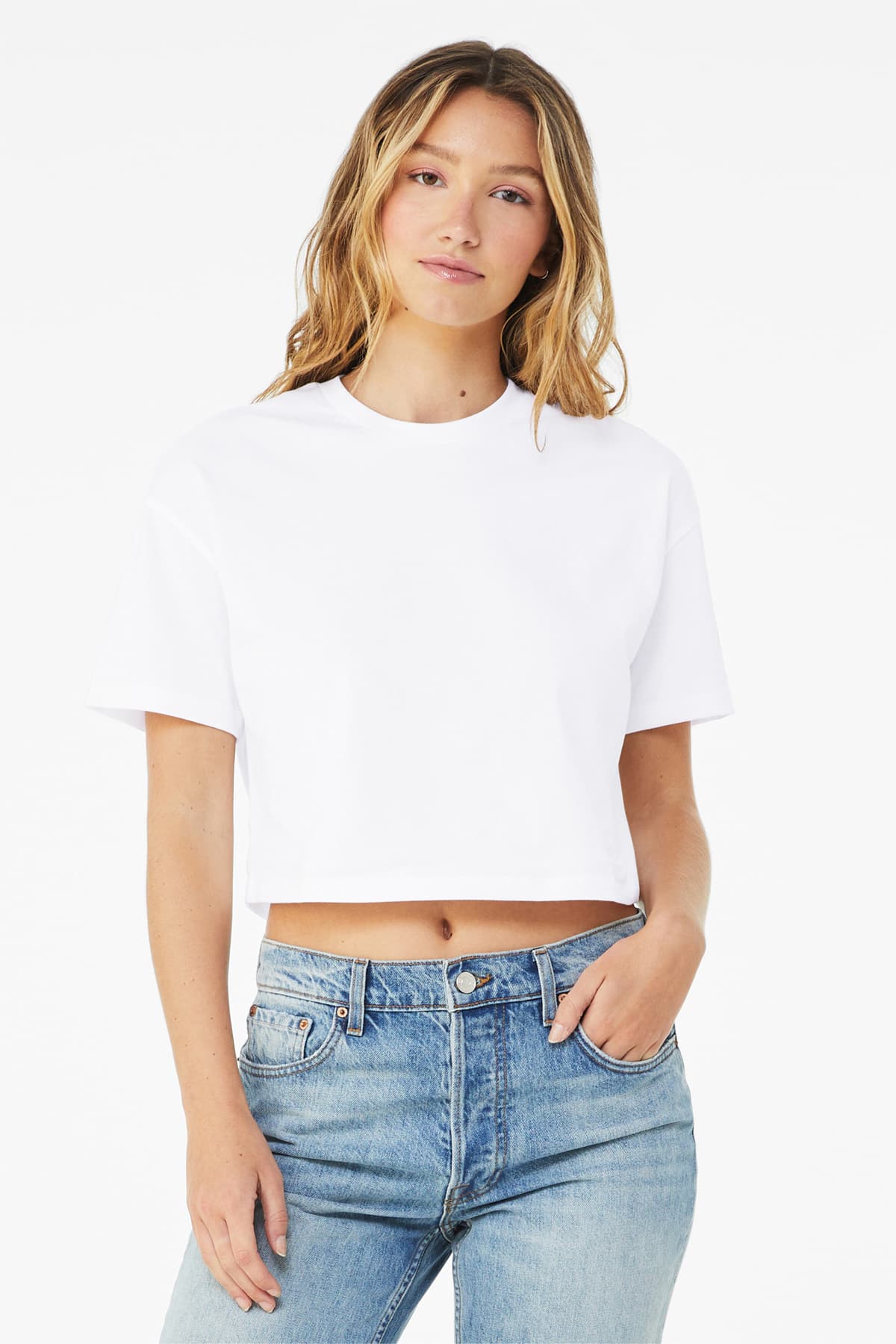BELLA+CANVAS 6482 Women’s Jersey Crop Tee in White