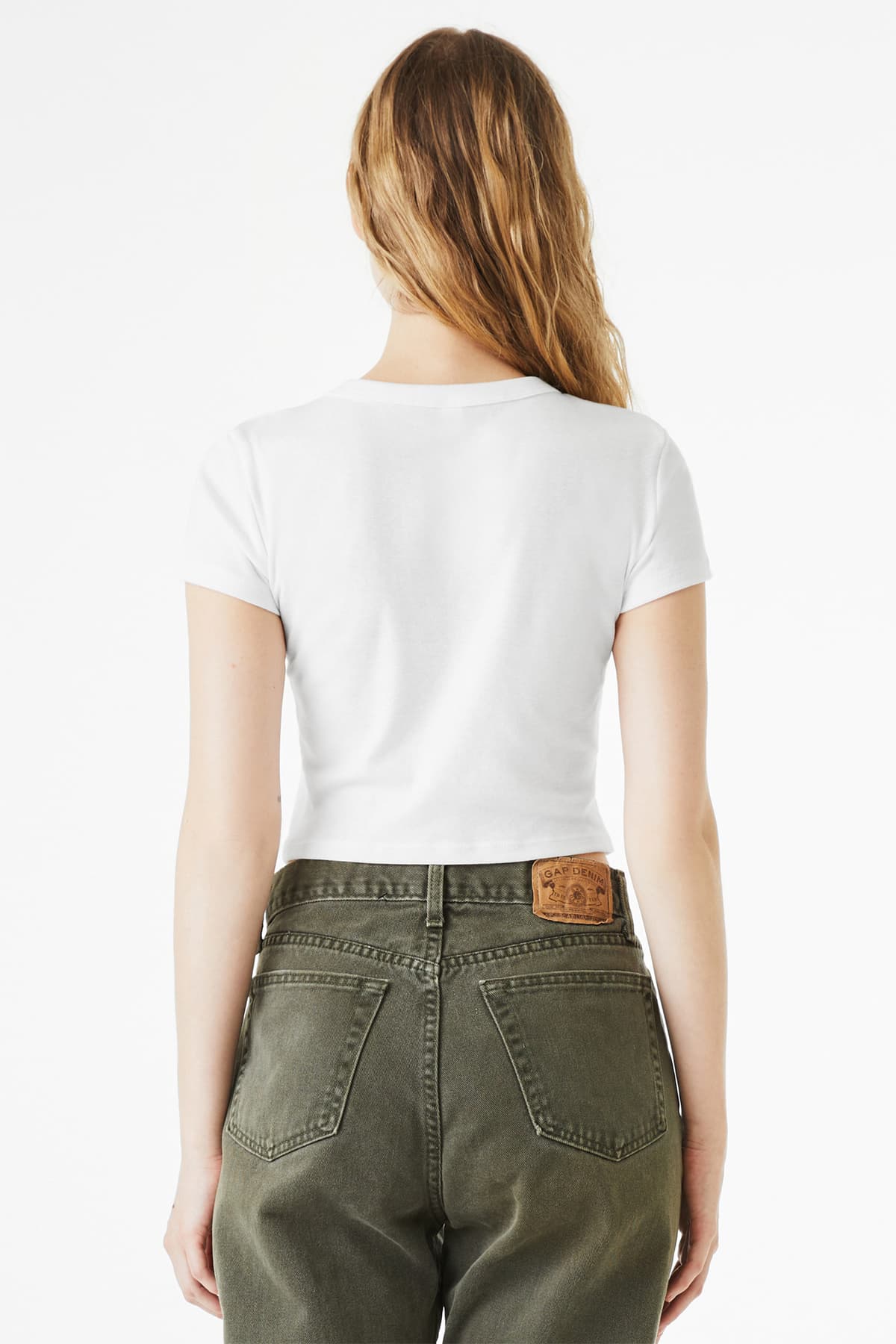 BELLA+CANVAS 1010 Women’s Micro Rib Baby Tee in Solid White Blend — view 2