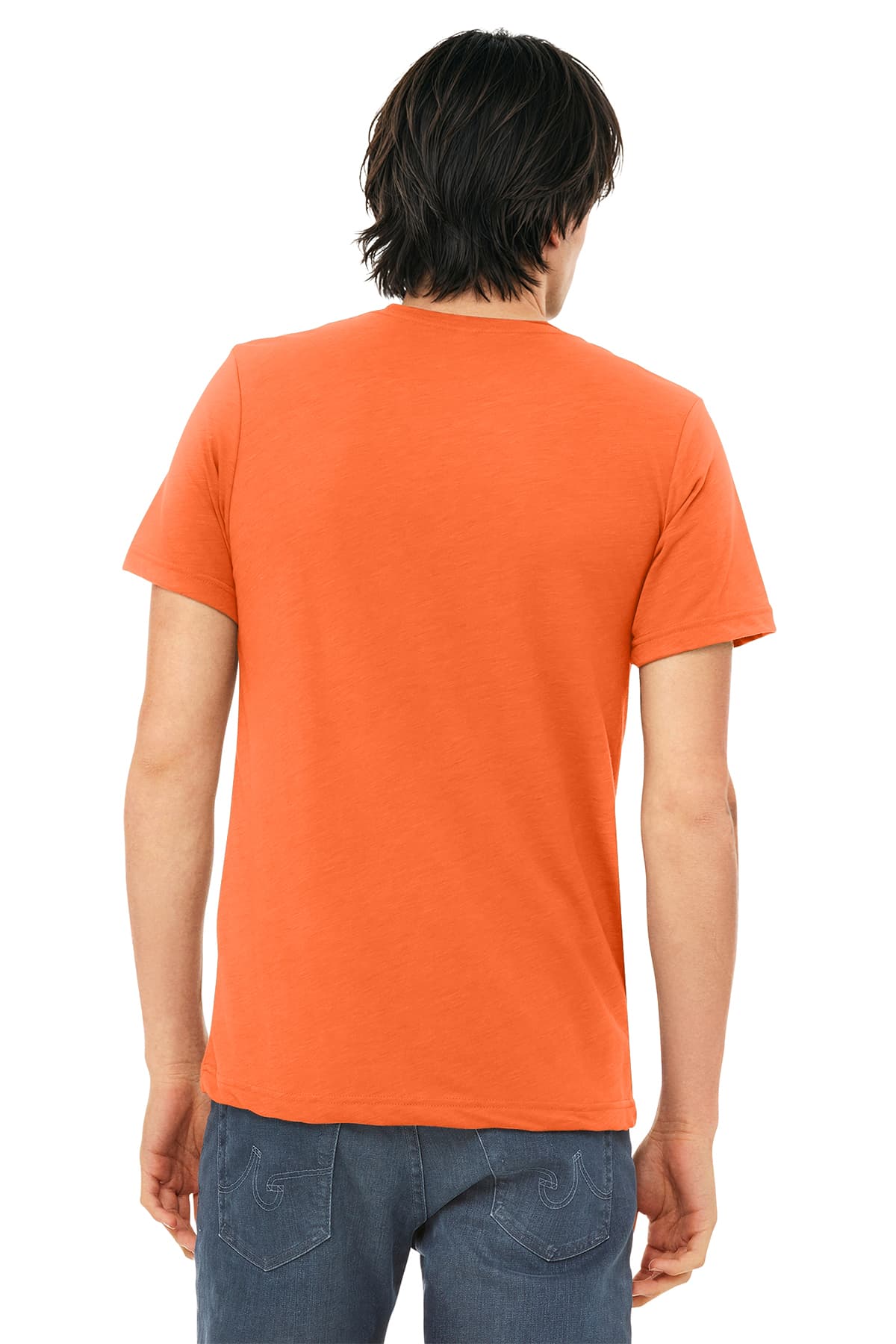 BELLA+CANVAS 3413 Unisex Triblend Short Sleeve Tee in Solid Orange Triblend — view 2