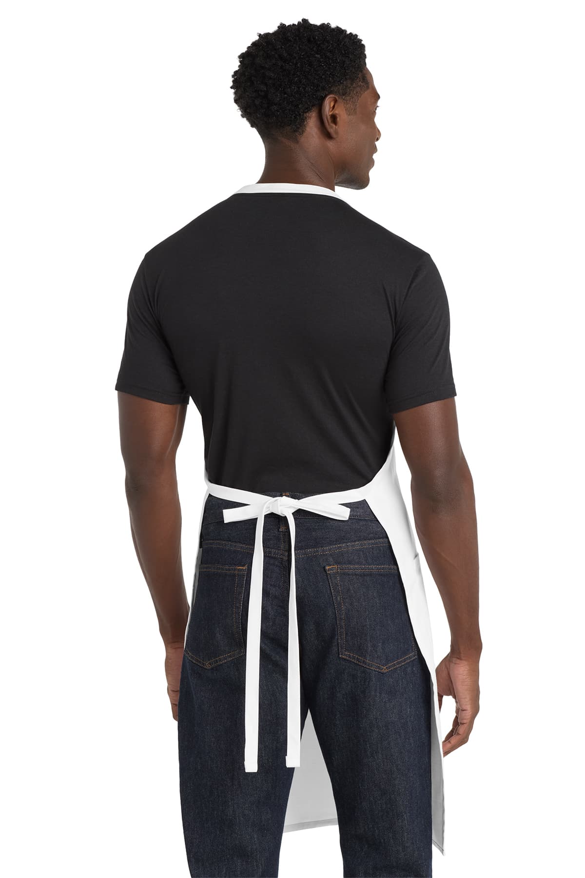 Port Authority A700 Easy Care Extra Long Bib Apron with Stain Release in White — view 2