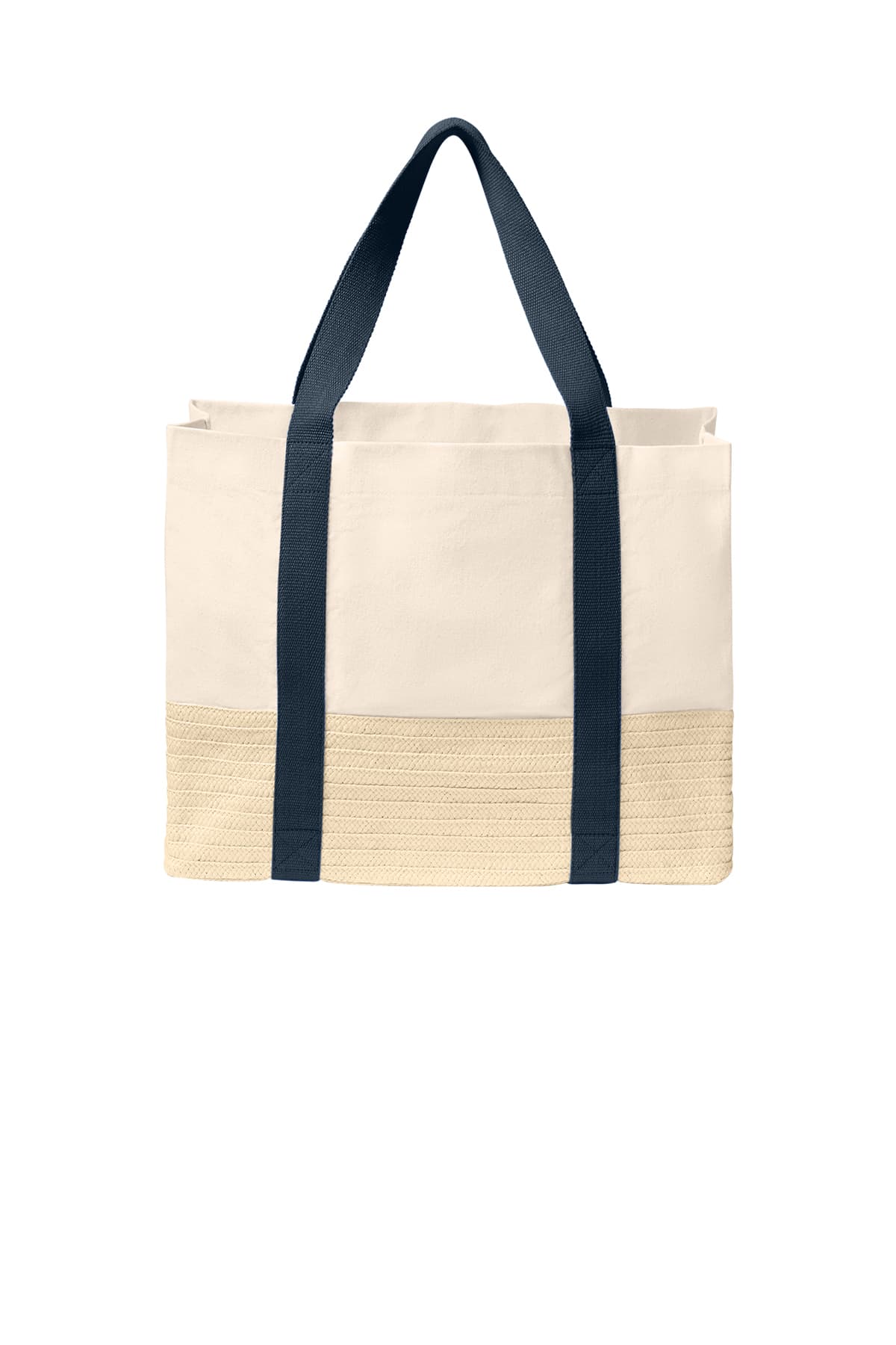 Port Authority BG450 Straw Market Tote in River Blue Navy — view 6
