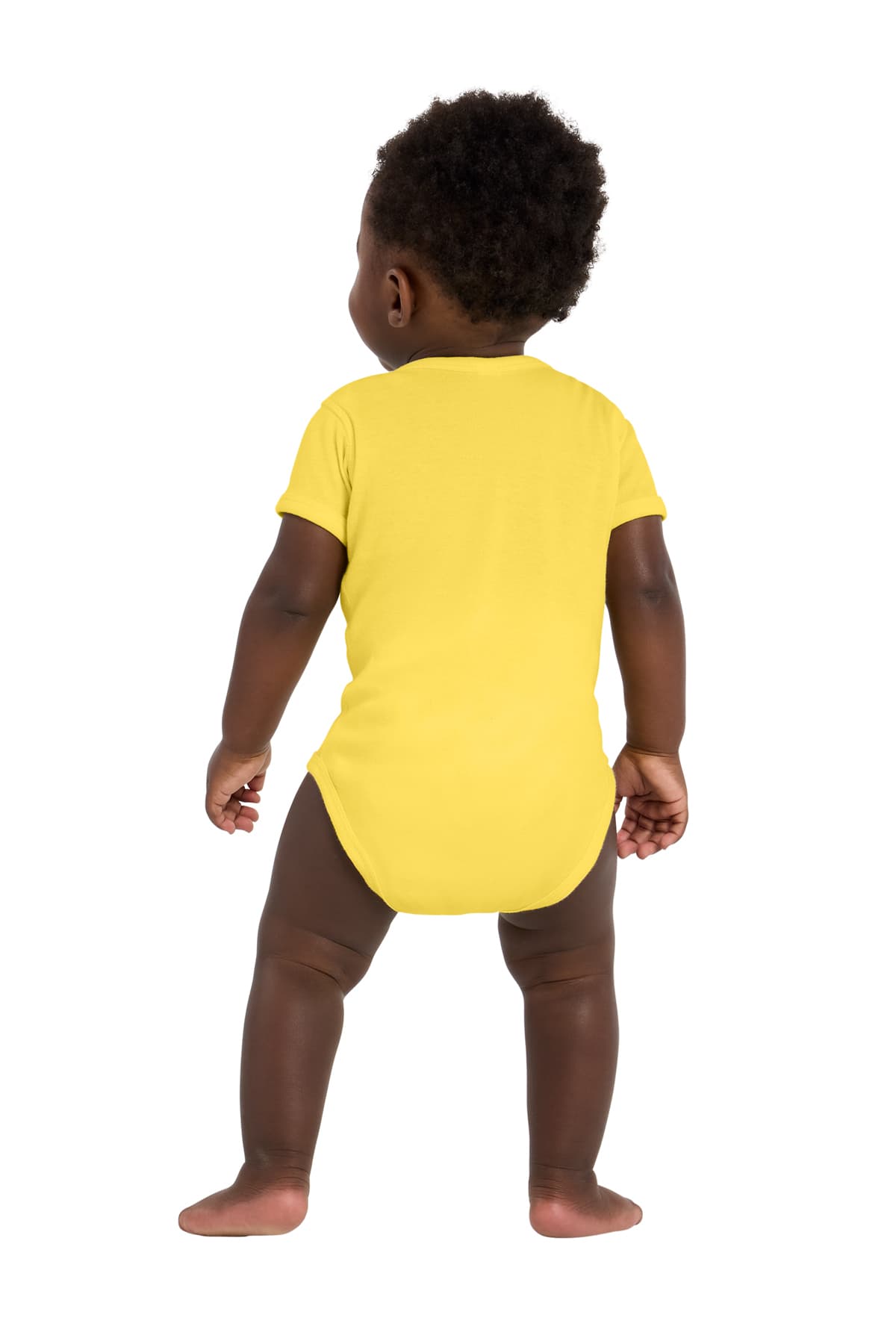 Rabbit Skins 4400 Infant Short Sleeve Baby Rib Bodysuit in Yellow — view 2
