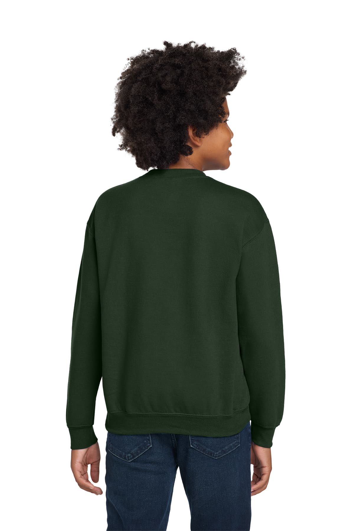 Gildan 18000B Youth Heavy Blend Crewneck Sweatshirt in Forest Green — view 2