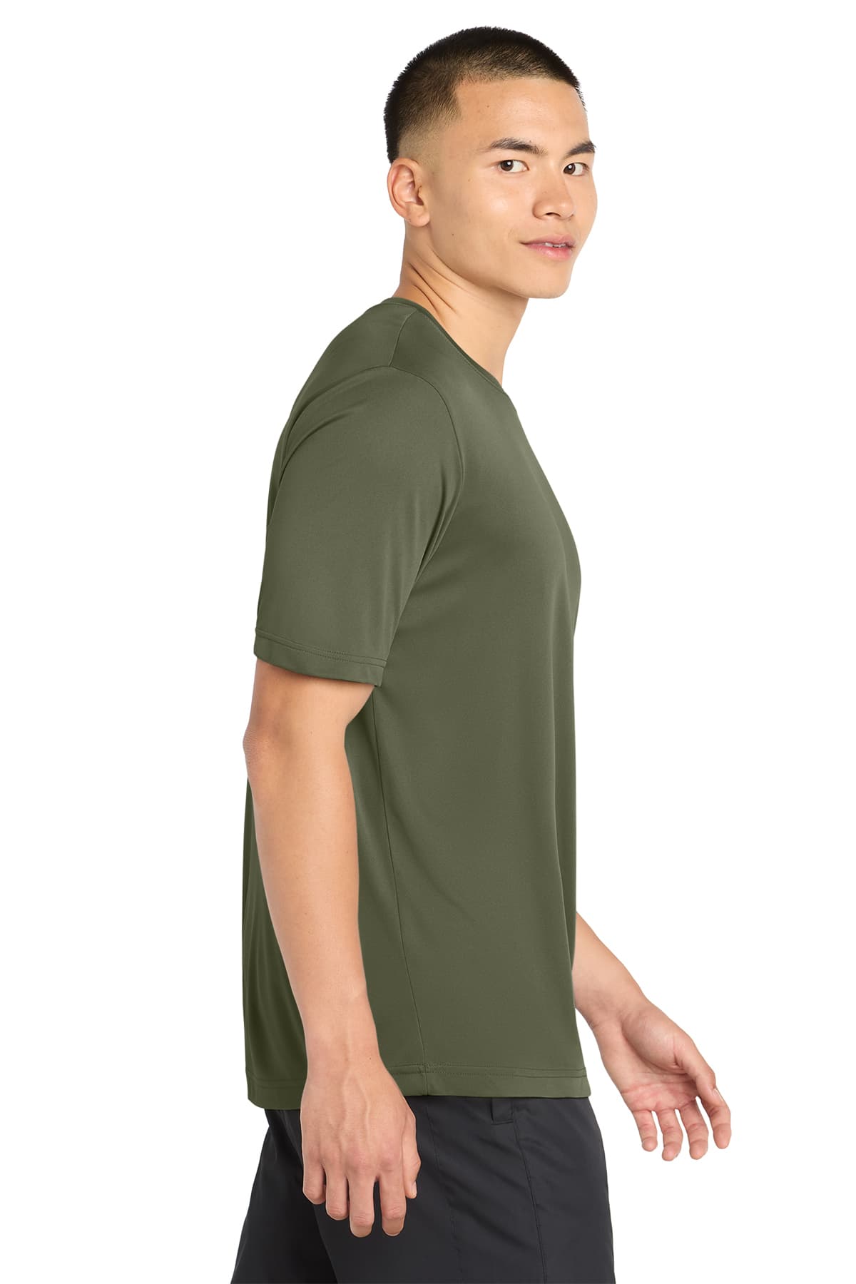 Sport-Tek ST350 PosiCharge Competitor Tee in Olive Drab Green — view 3