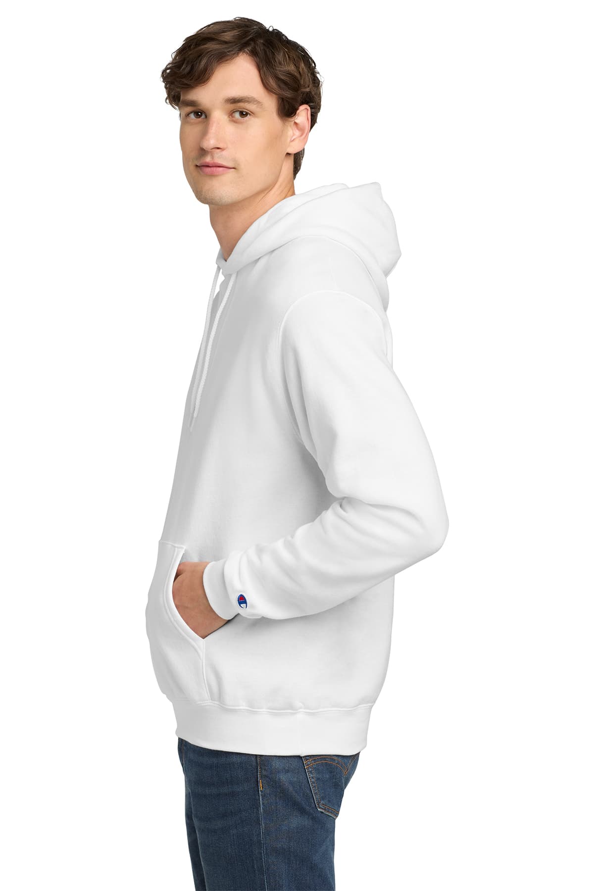 Champion S700 Powerblend Pullover Hoodie in White — view 3