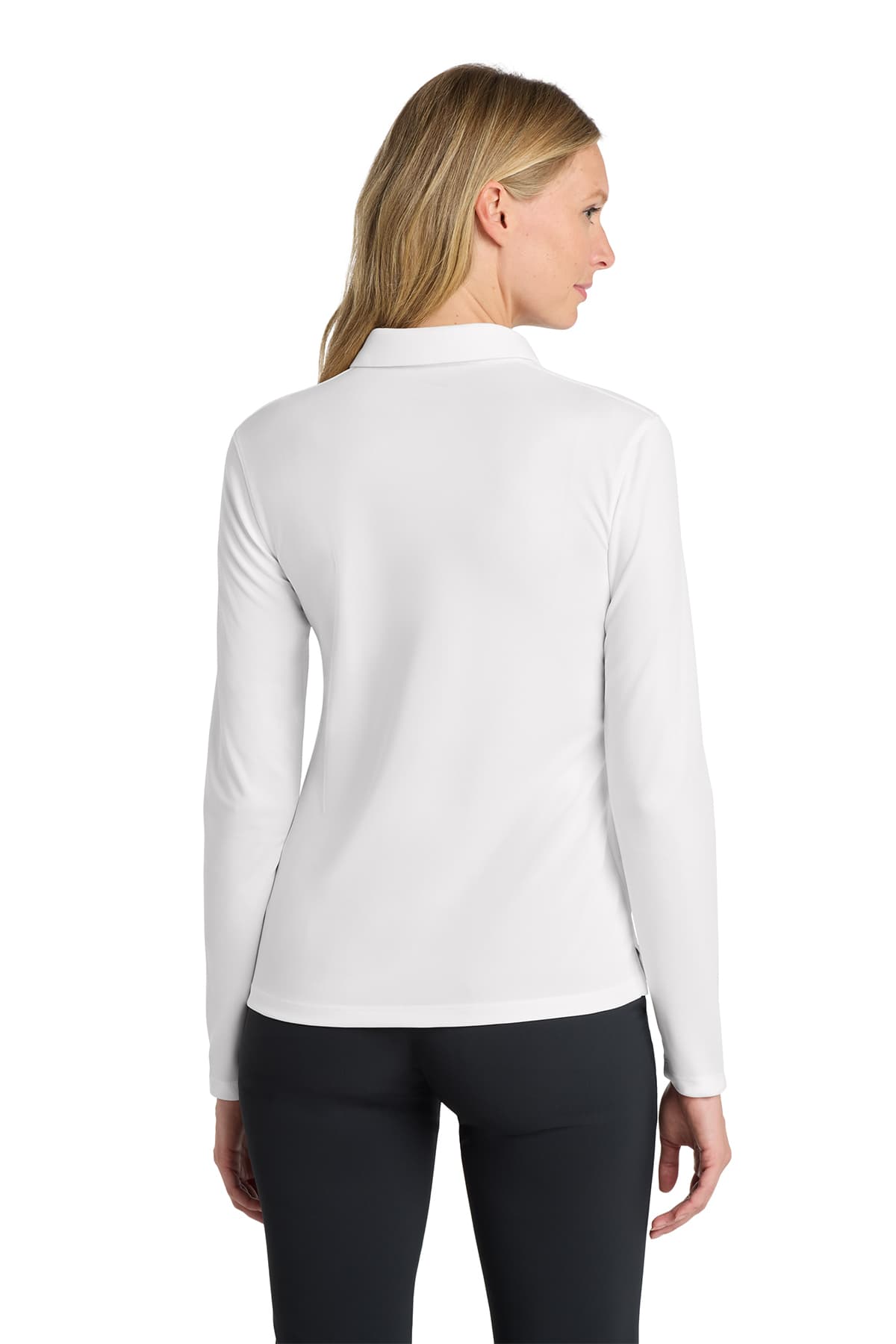 Nike NKDC2105 Women's Dri-FIT Micro Pique 2.0 Long Sleeve Polo in White — view 2
