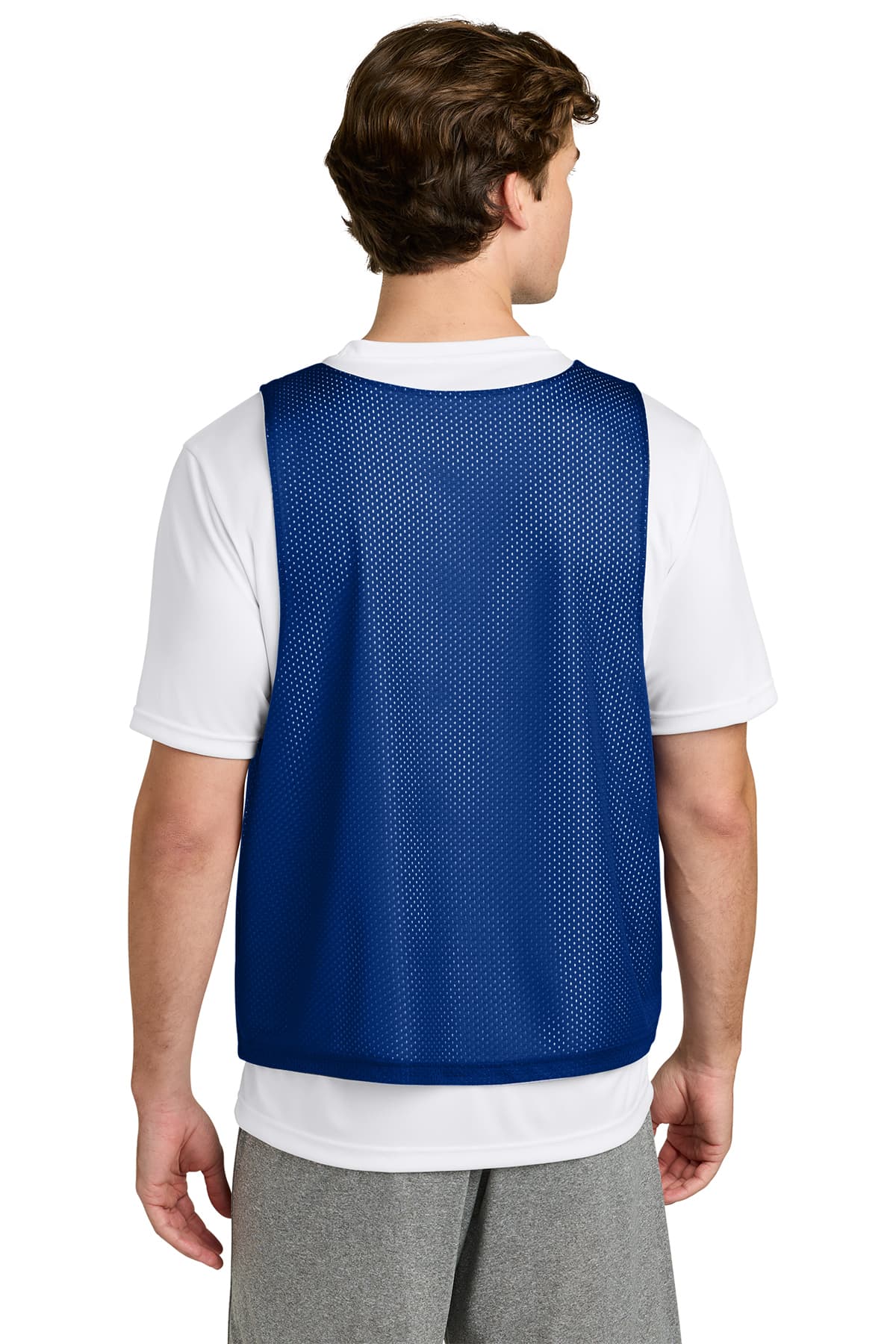 Sport-Tek ST512 Lacrosse Reversible Pinnie in True Royal / White — view 2
