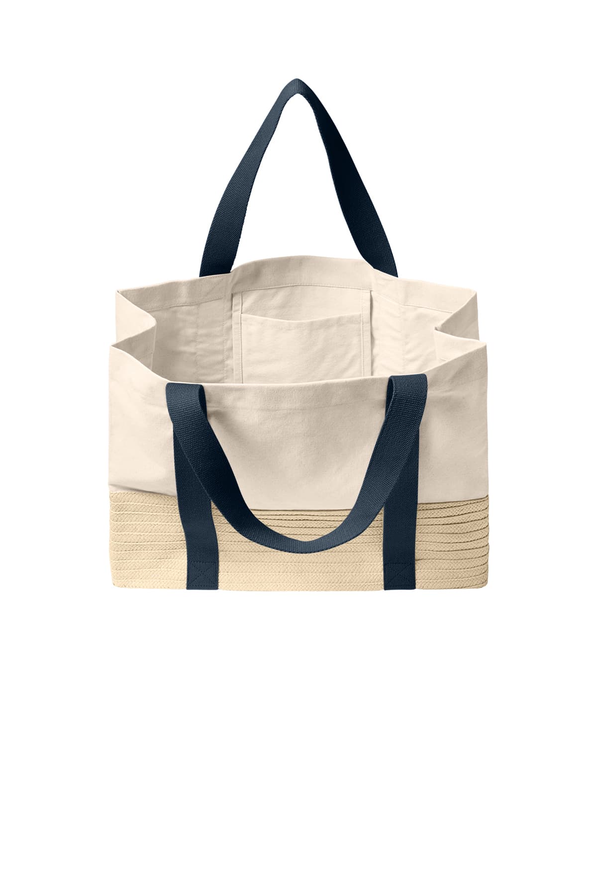 Port Authority BG450 Straw Market Tote in River Blue Navy — view 3
