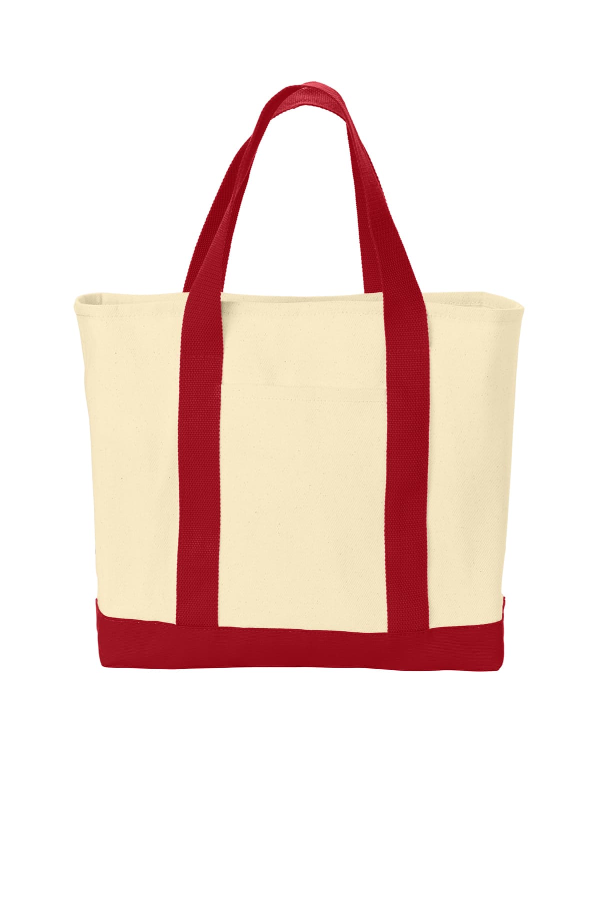 Port Authority B400 Ideal Twill Two-Tone Shopping Tote in Natural / Red