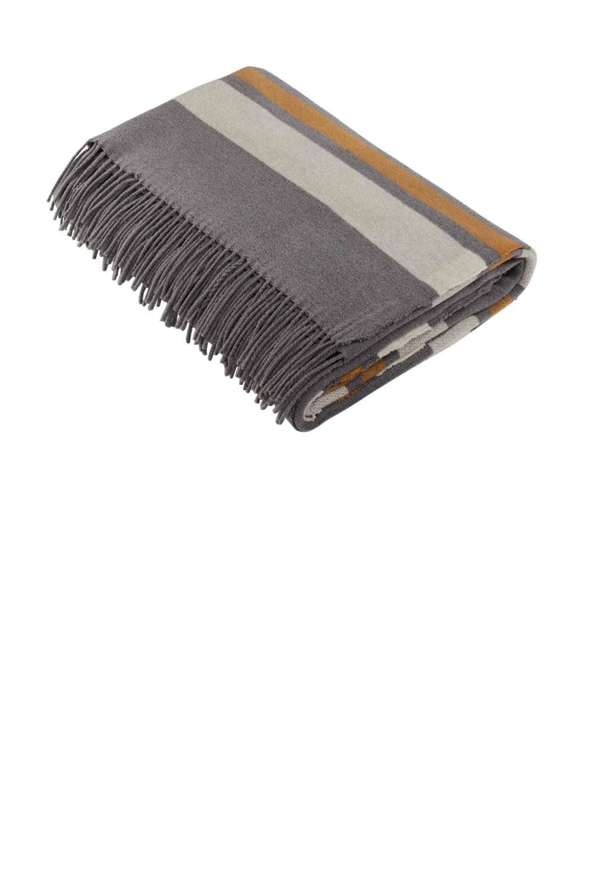 Brooks Brothers BB19000 Heritage Blanket in Shadow Grey / Marshmallow / Tan — view 2
