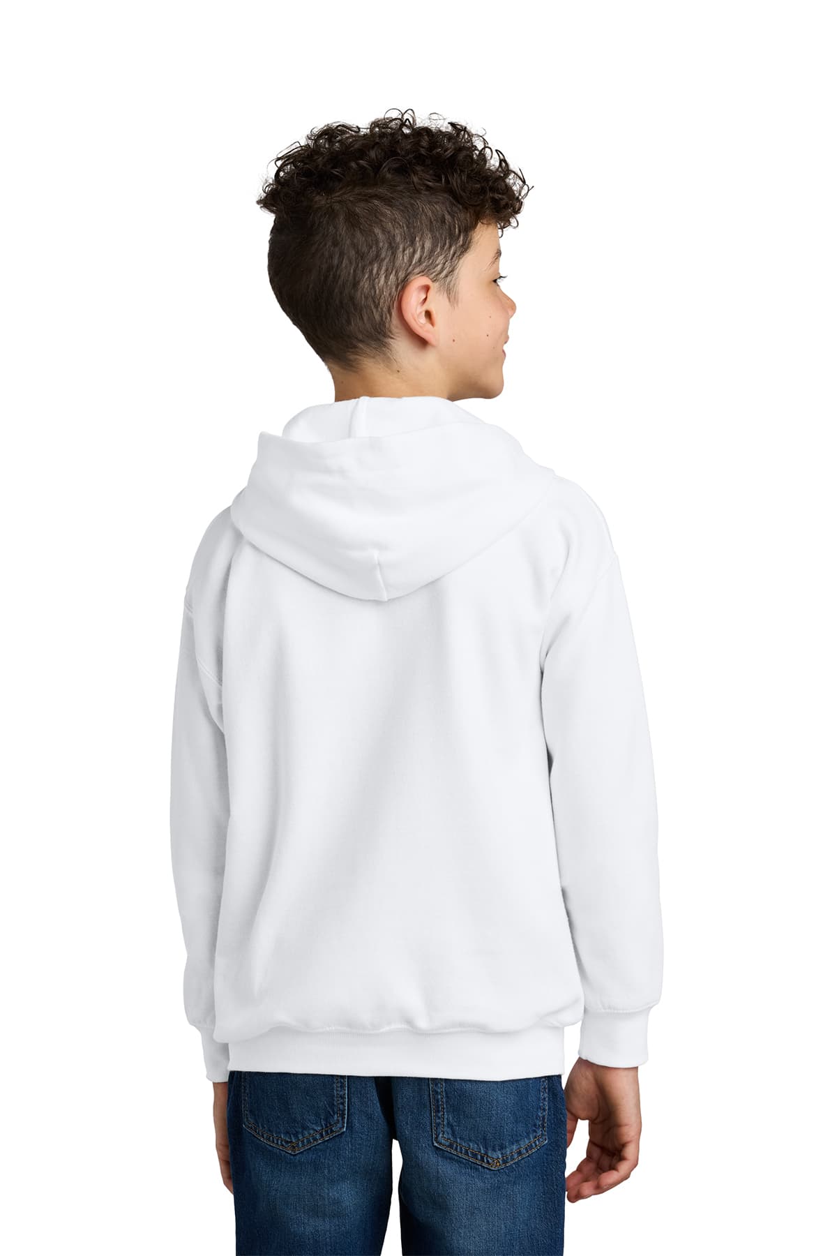 Gildan SF500B Youth Softstyle Midweight Fleece Hoodie in White — view 2