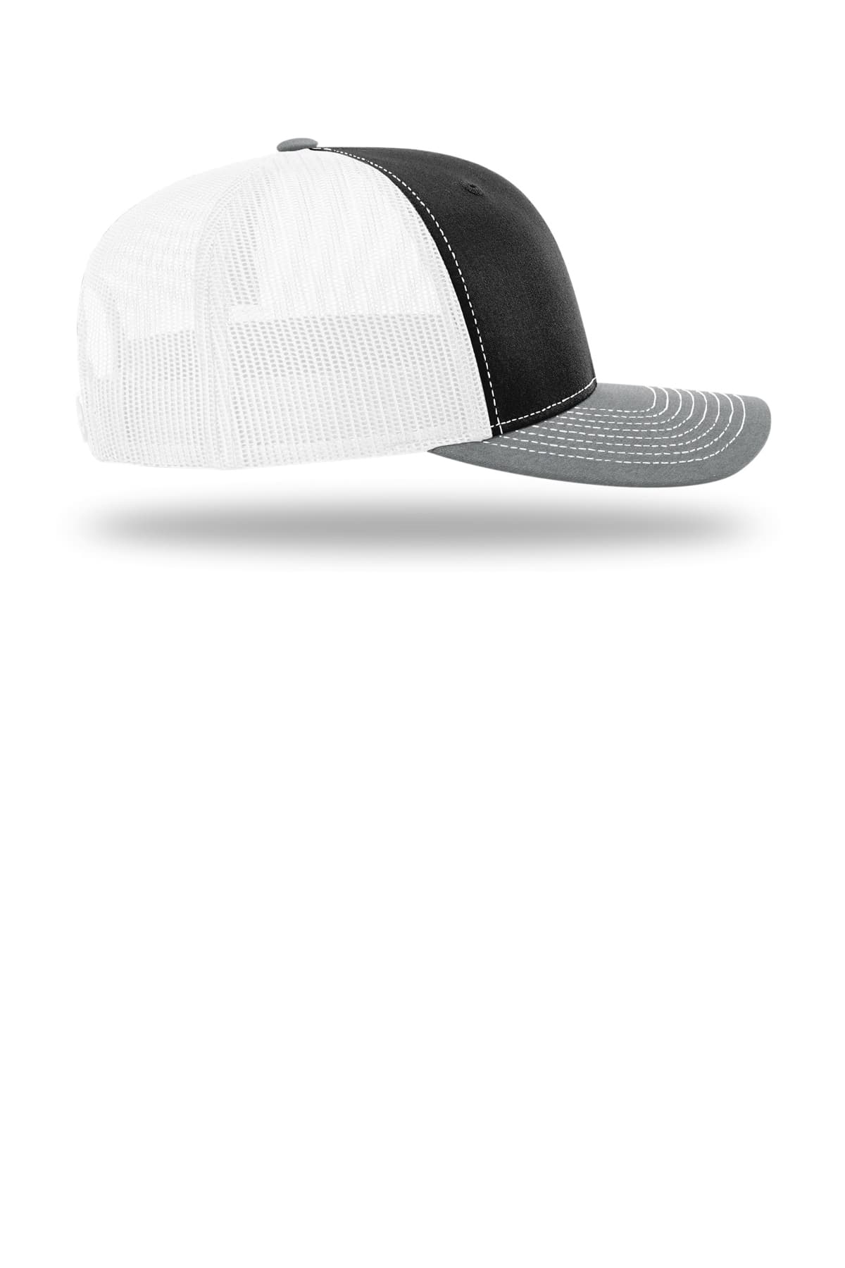 Richardson 112 Trucker Cap in Black / White / Heather Grey — view 4