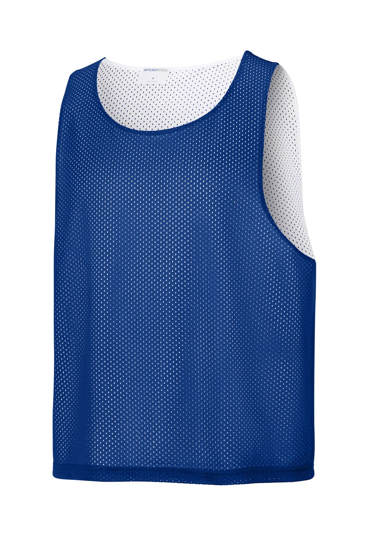Sport-Tek ST512 Lacrosse Reversible Pinnie in True Royal / White — view 4