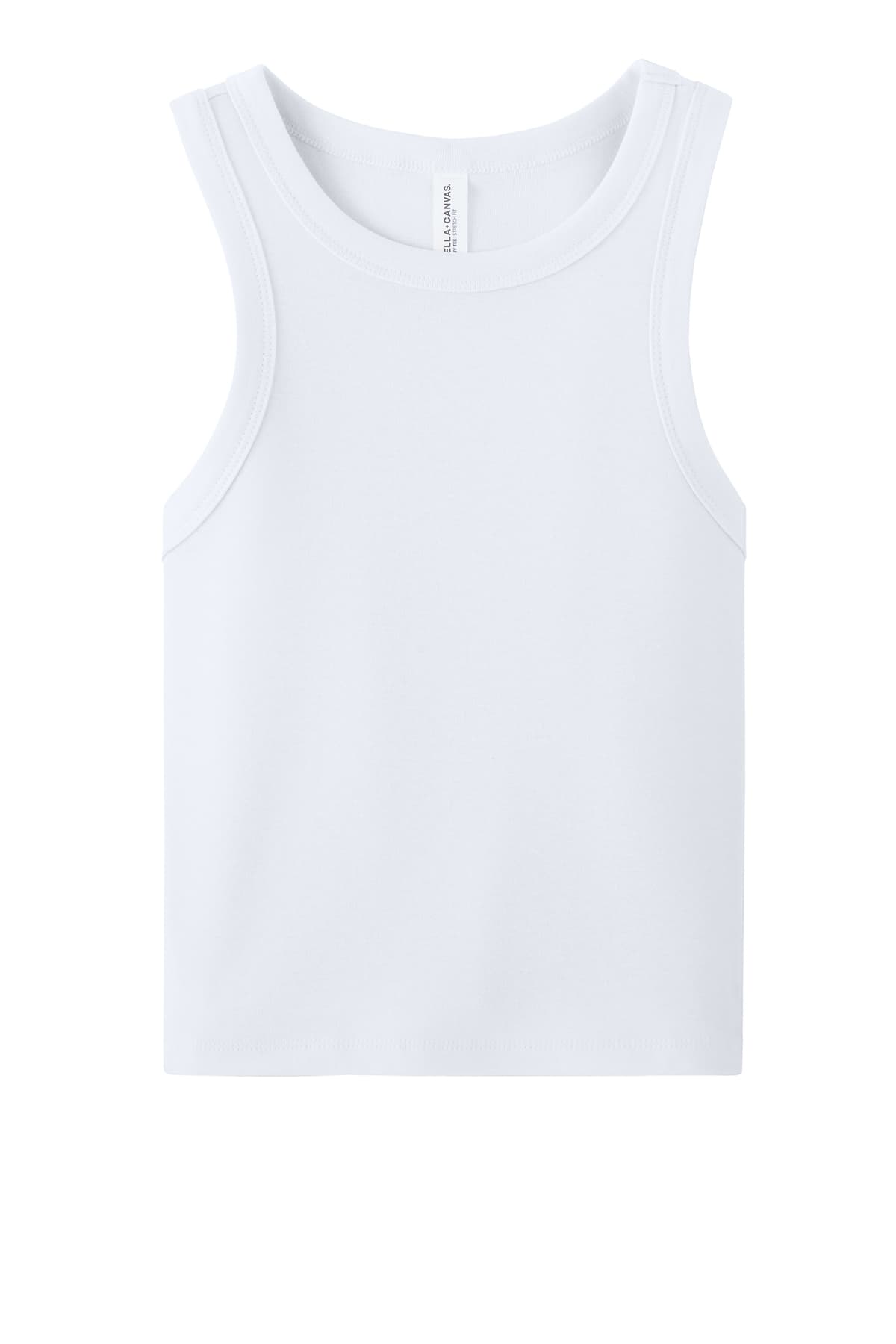 BELLA+CANVAS 1019 Women’s Micro Rib Racer Tank in Solid White Blend — view 3
