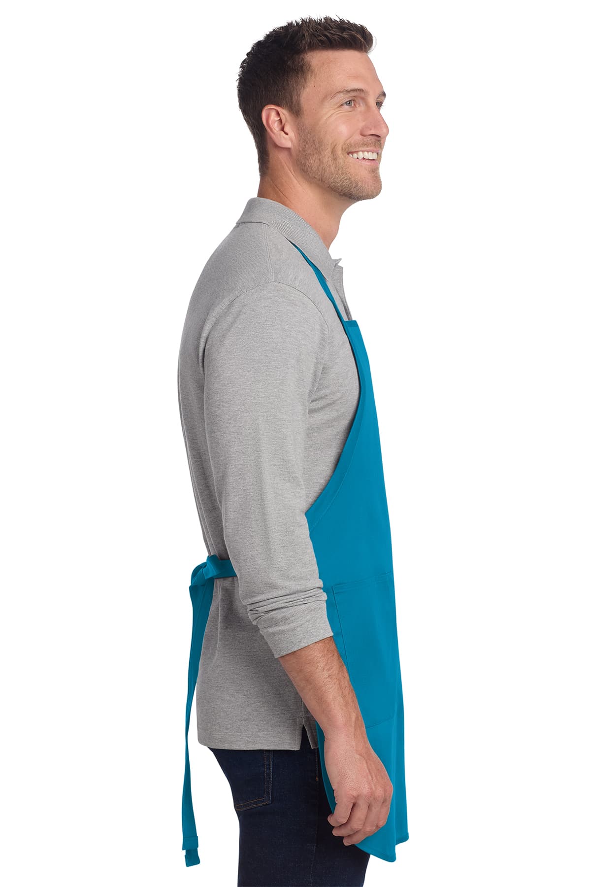 Port Authority A600 Full-Length Two-Pocket Bib Apron in Sapphire — view 3