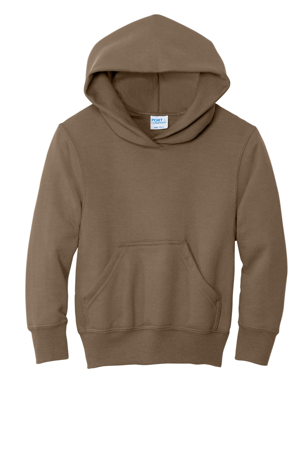 Port & Company PC78YH Youth Core Fleece Pullover Hooded Sweatshirt in Woodland Brown — view 4