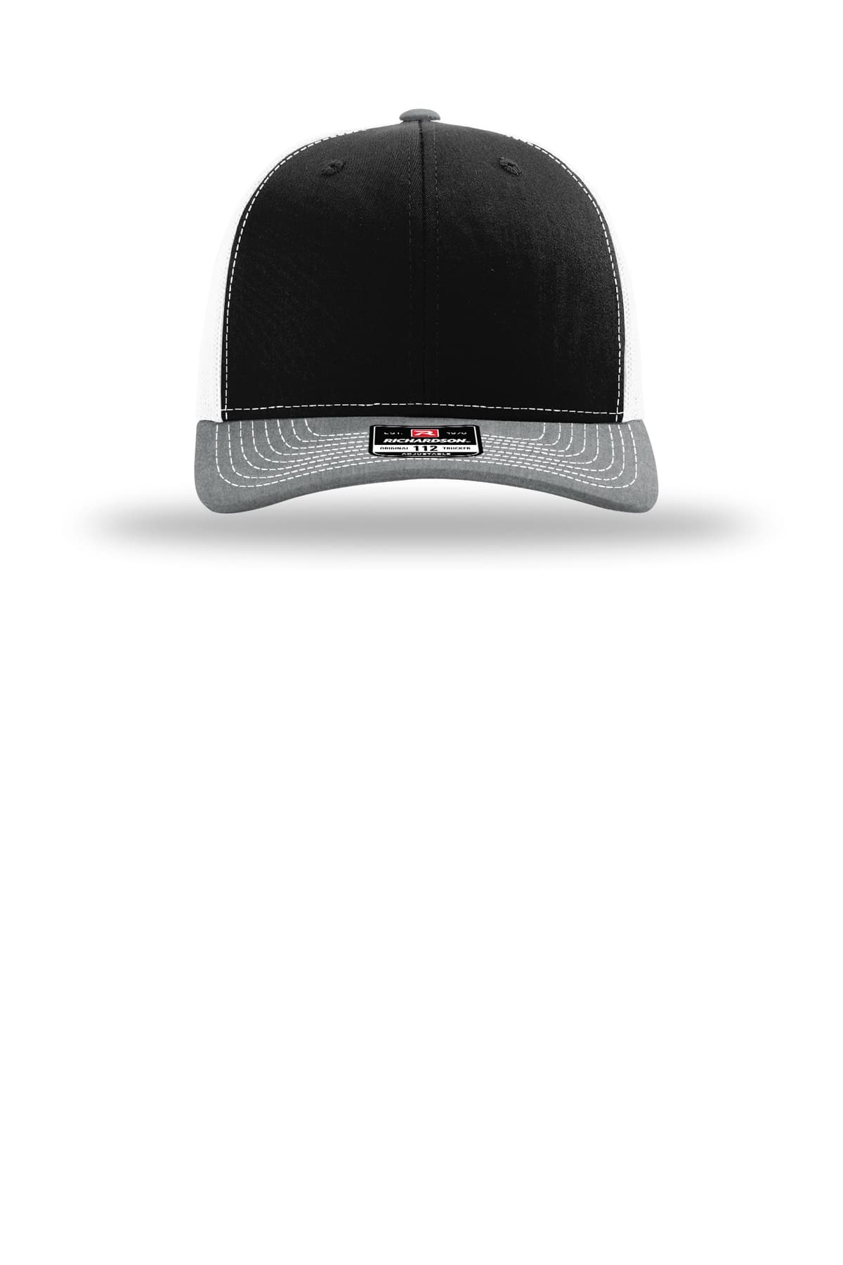 Richardson 112 Trucker Cap in Black / White / Heather Grey — view 6