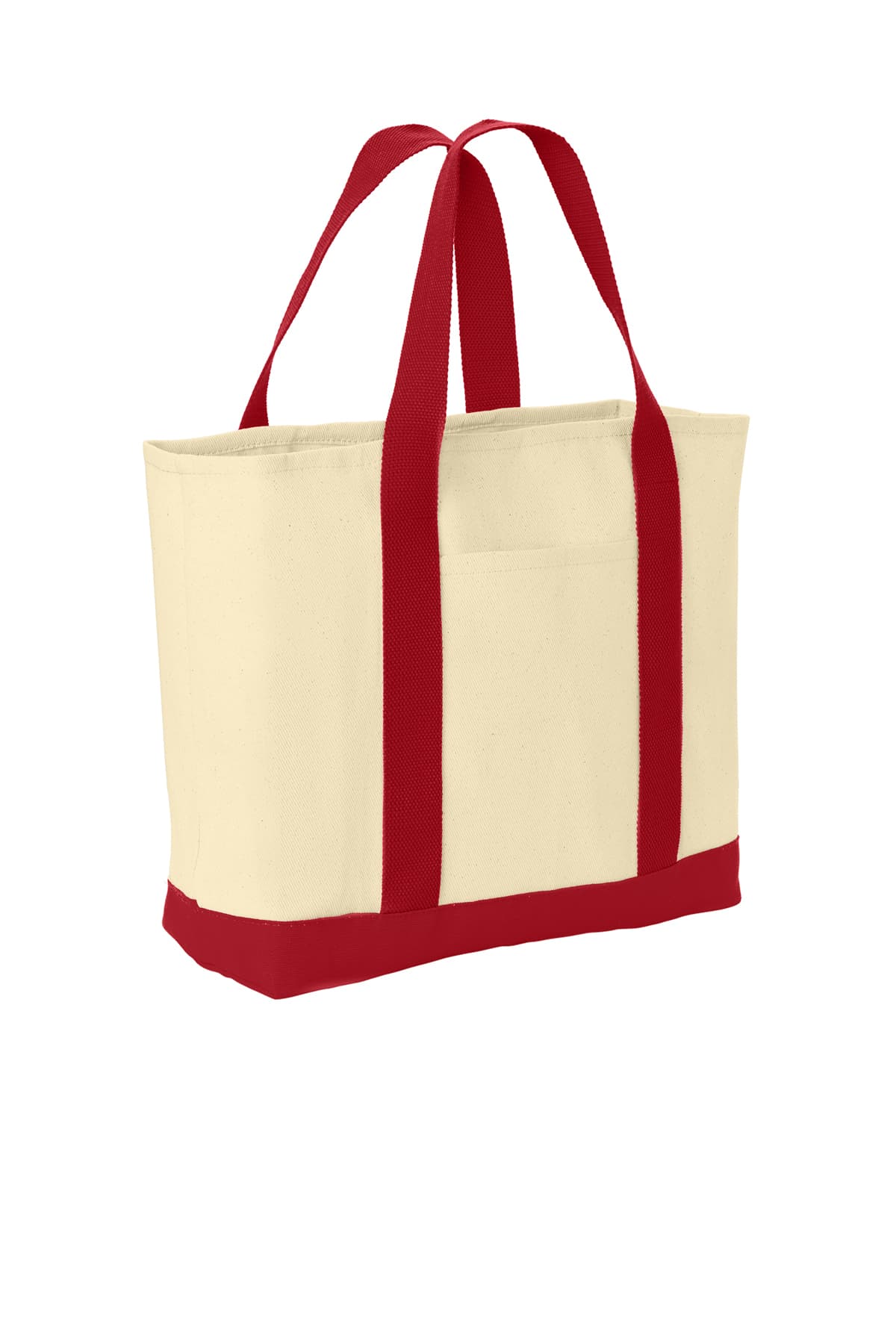 Port Authority B400 Ideal Twill Two-Tone Shopping Tote in Natural / Red — view 3