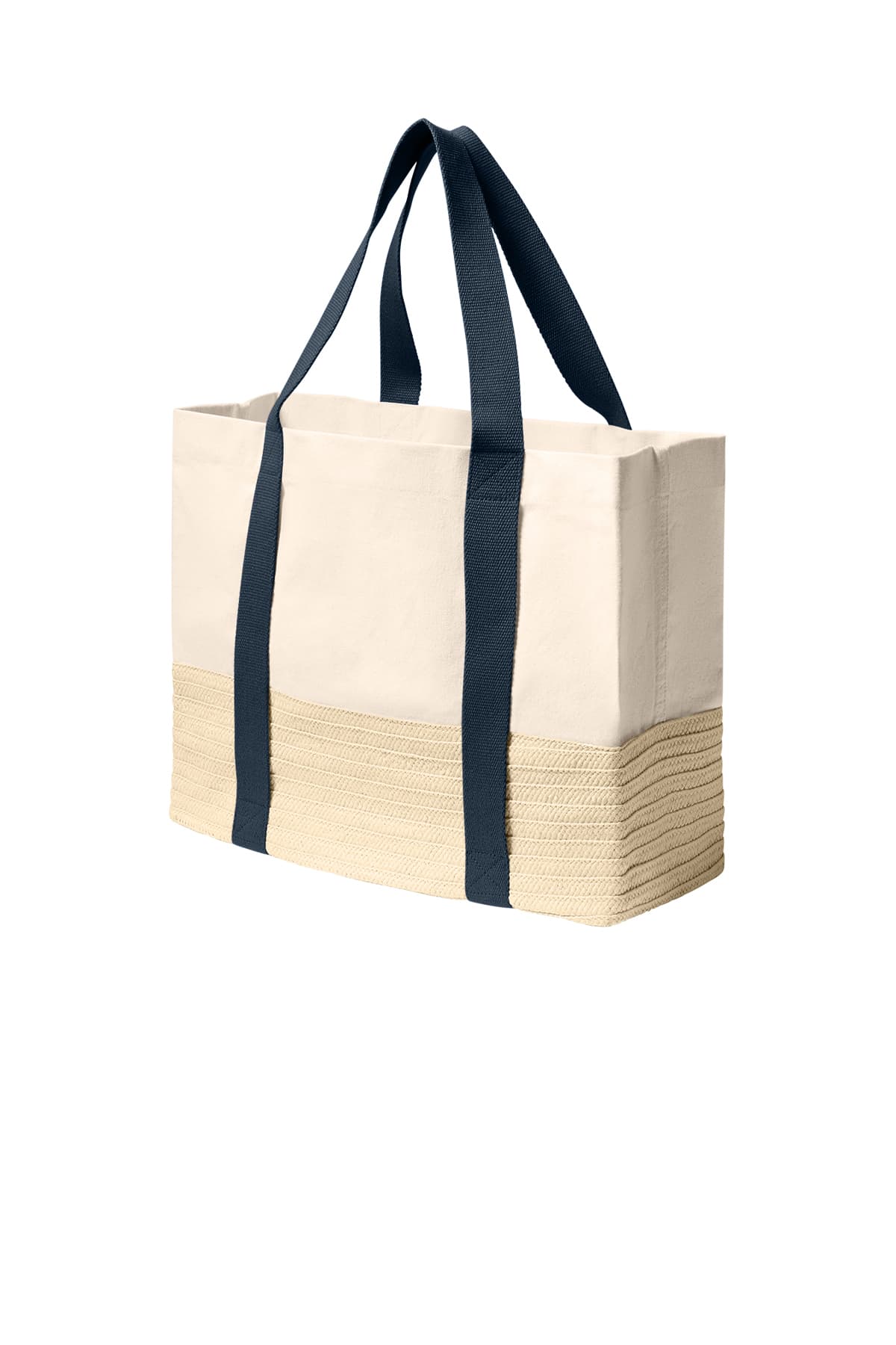 Port Authority BG450 Straw Market Tote in River Blue Navy — view 4
