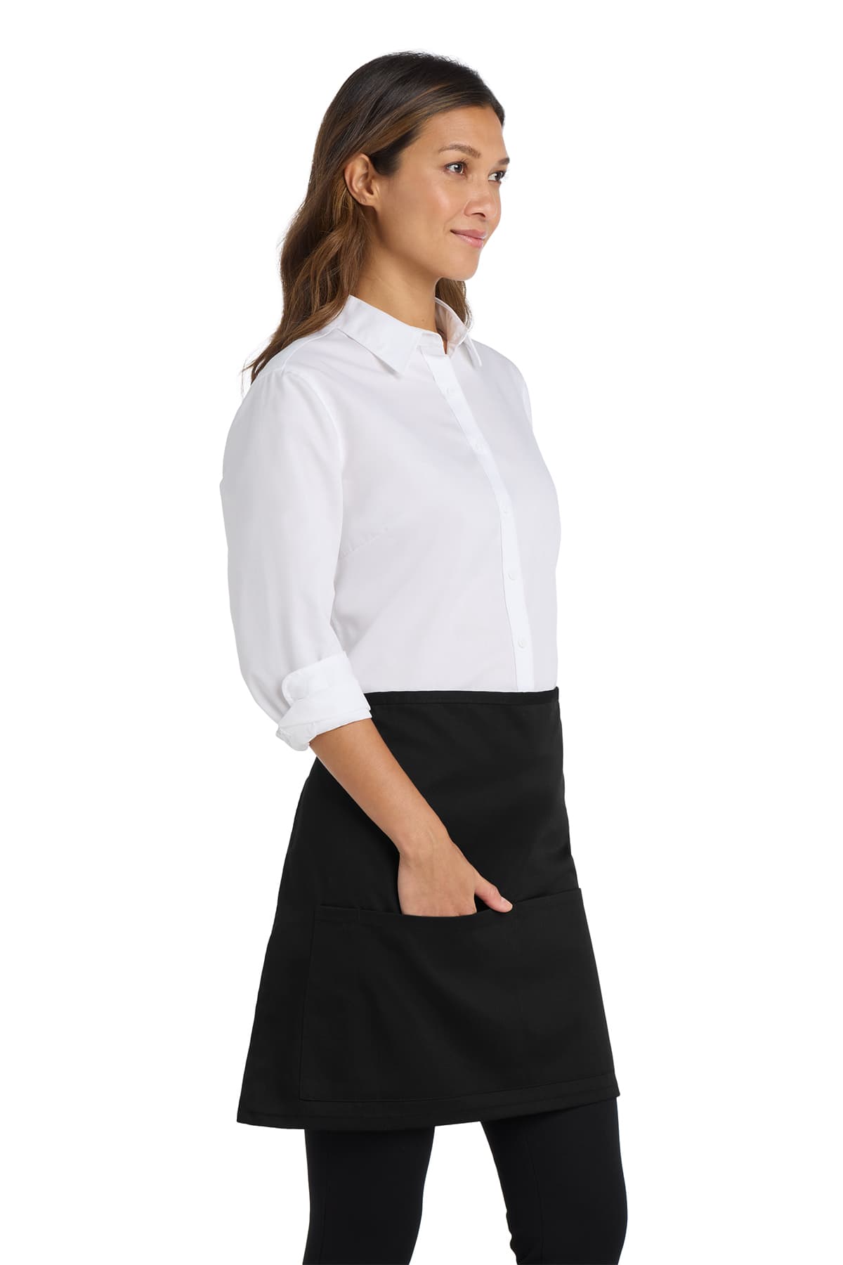 Port Authority A706 Easy Care Half Bistro Apron with Stain Release in Black — view 3