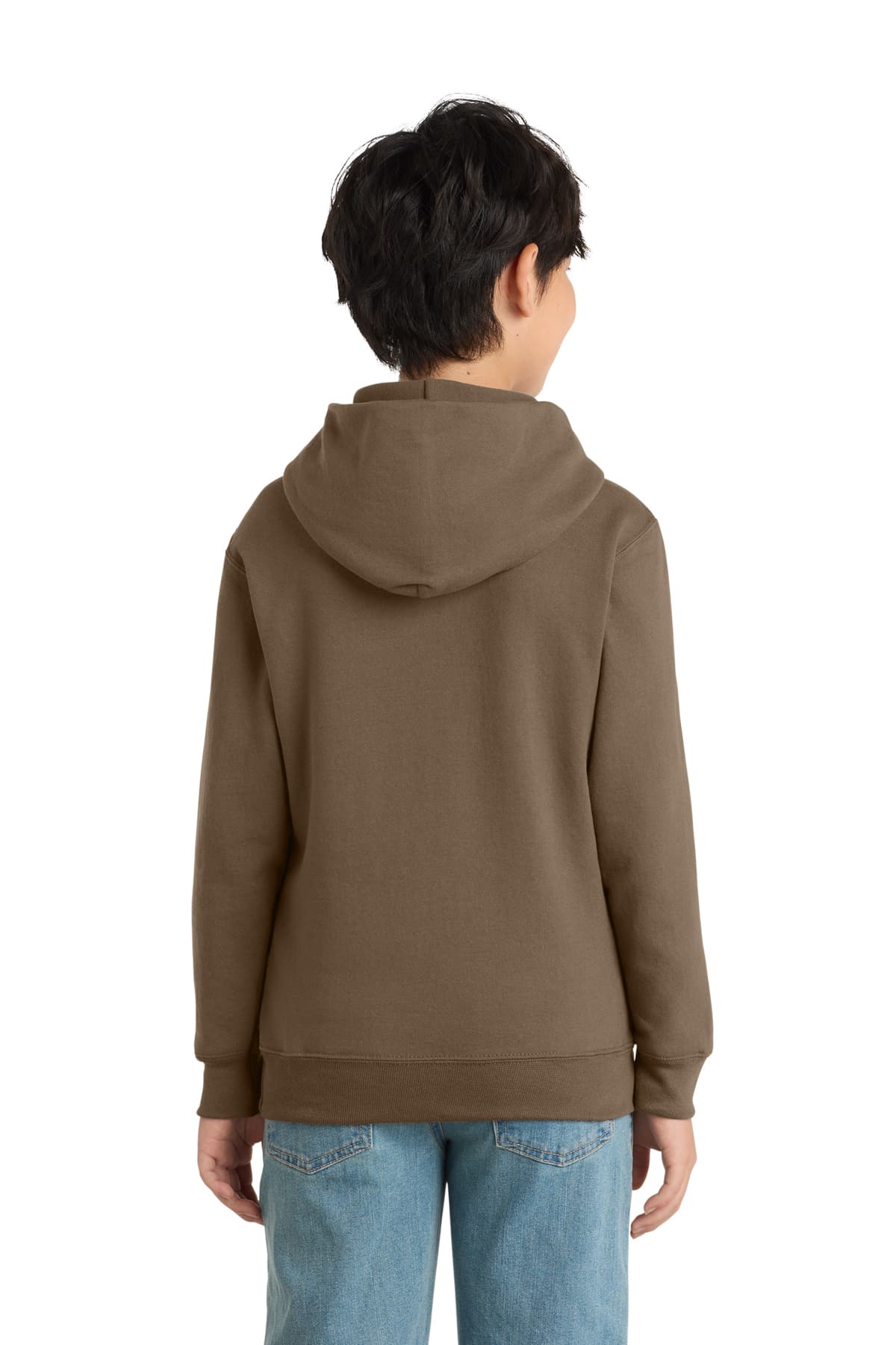 Port & Company PC78YH Youth Core Fleece Pullover Hooded Sweatshirt in Woodland Brown — view 2