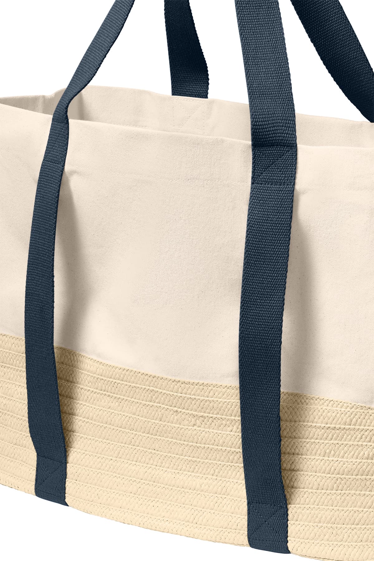 Port Authority BG450 Straw Market Tote in River Blue Navy — view 2