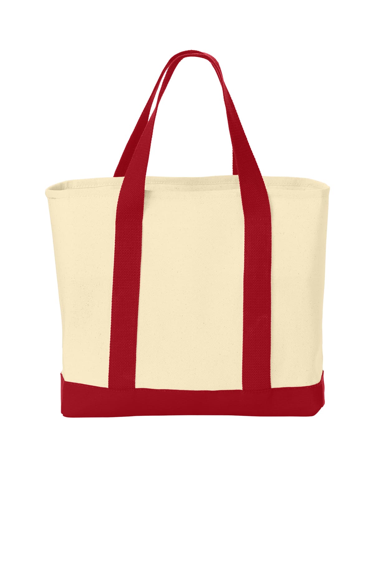 Port Authority B400 Ideal Twill Two-Tone Shopping Tote in Natural / Red — view 4