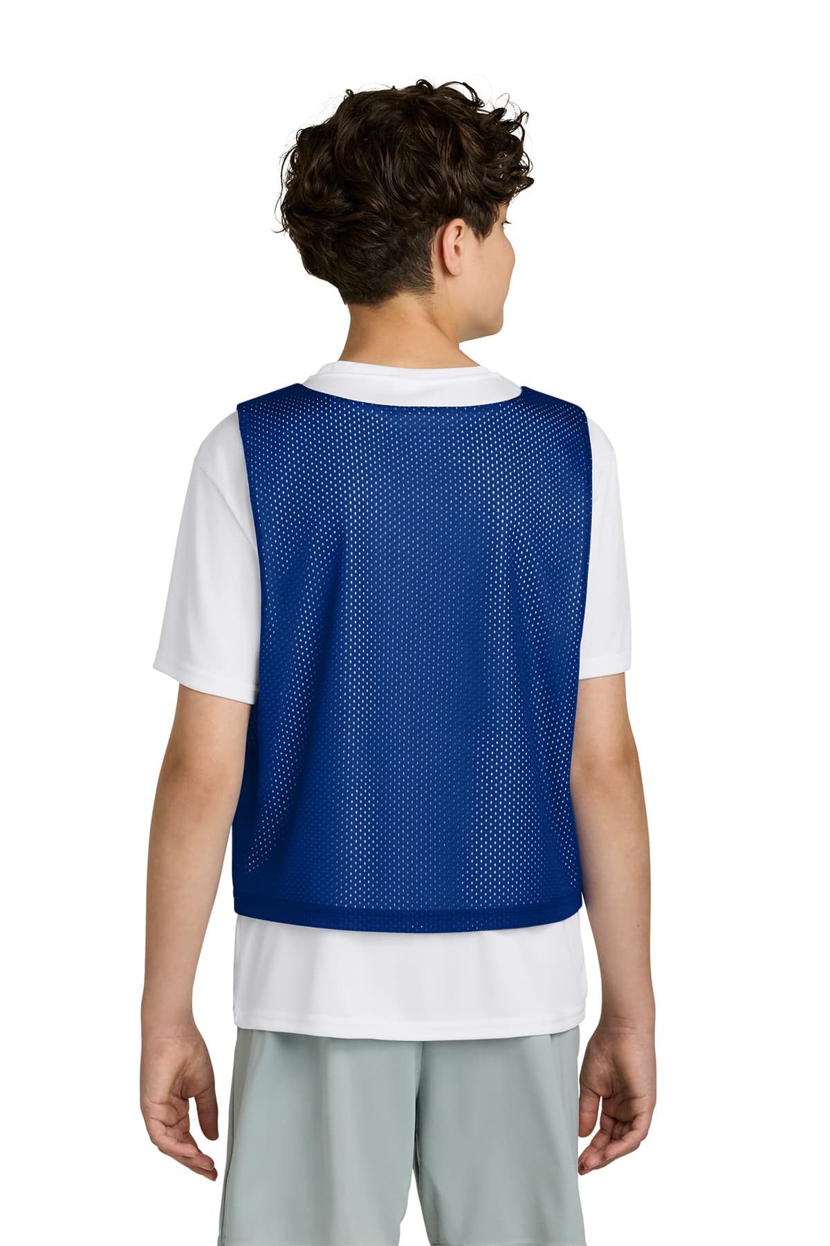 Sport-Tek YST512 Youth Lacrosse Reversible Pinnie in True Royal / White — view 2