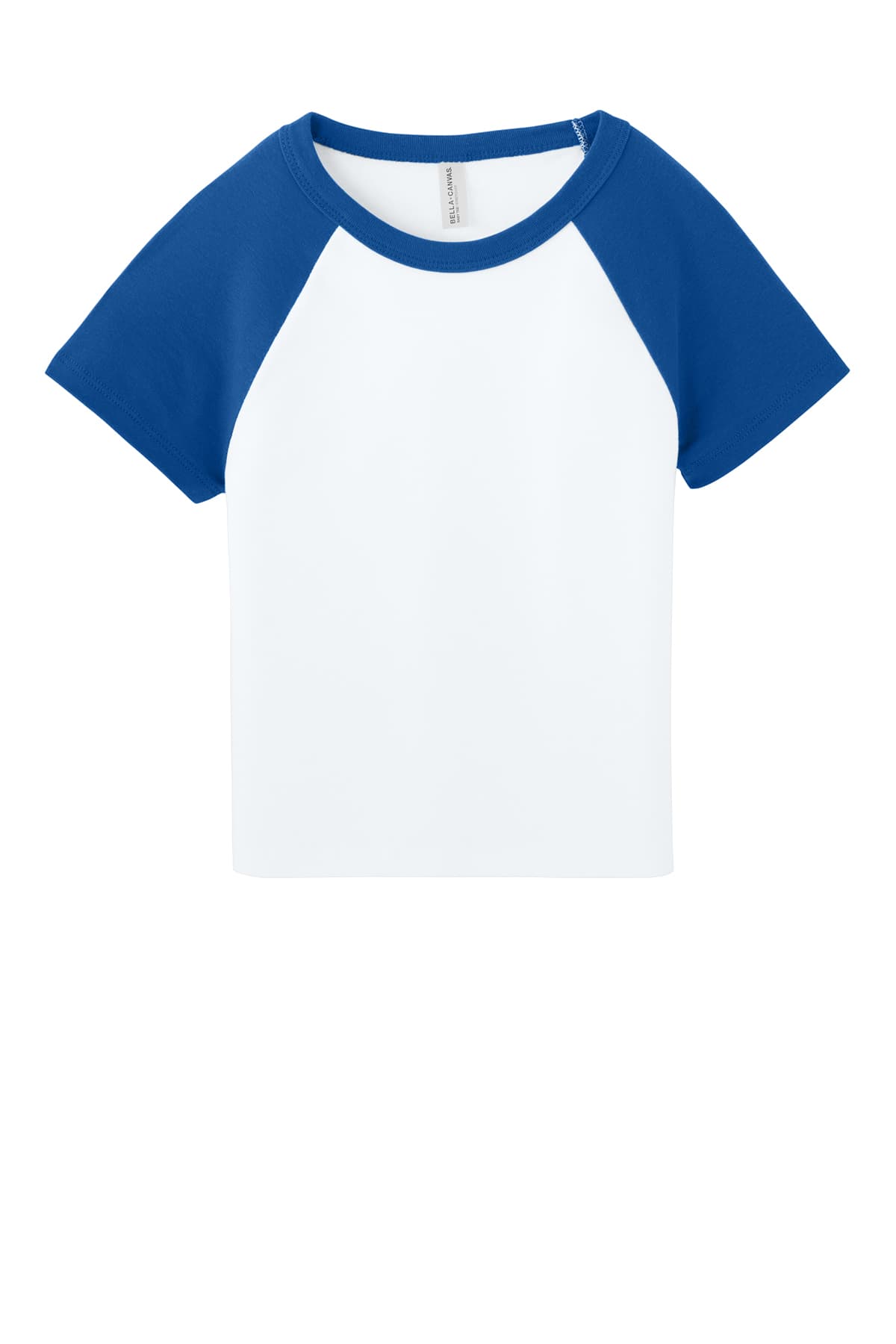 BELLA+CANVAS 1201 Women’s Micro Rib Raglan Baby Tee in White / True Royal — view 3