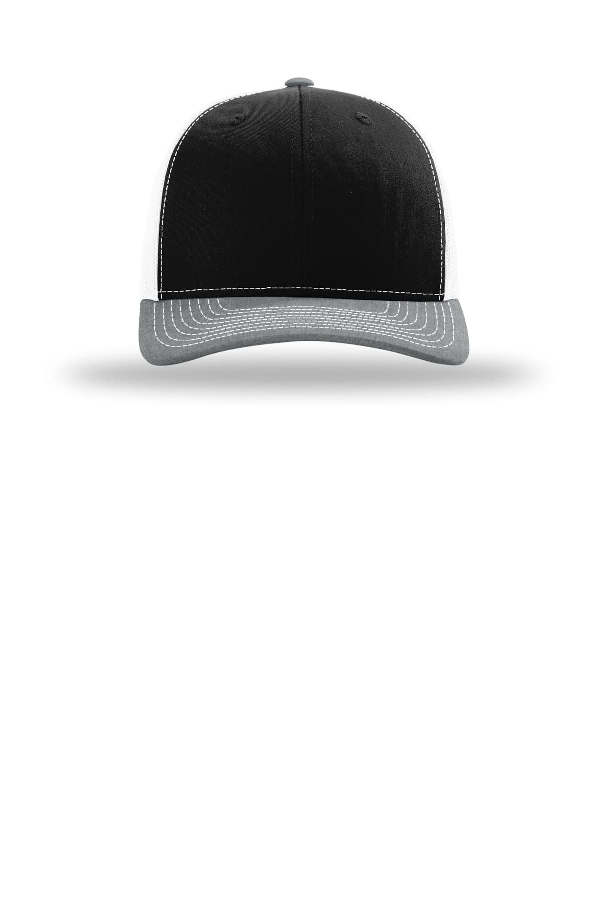Richardson 112 Trucker Cap in Black / White / Heather Grey — view 2