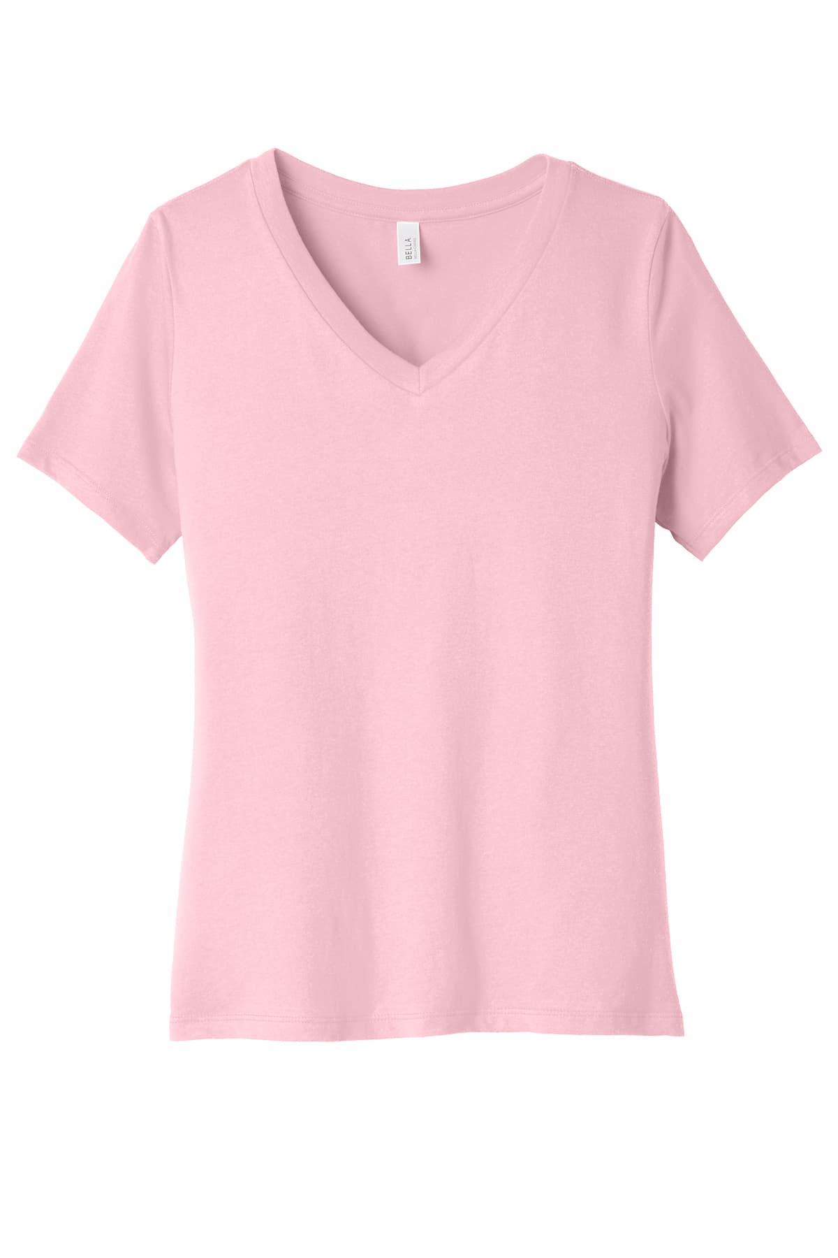 BELLA+CANVAS 6405 Women’s Relaxed Jersey Short Sleeve V-Neck Tee in Pink — view 3