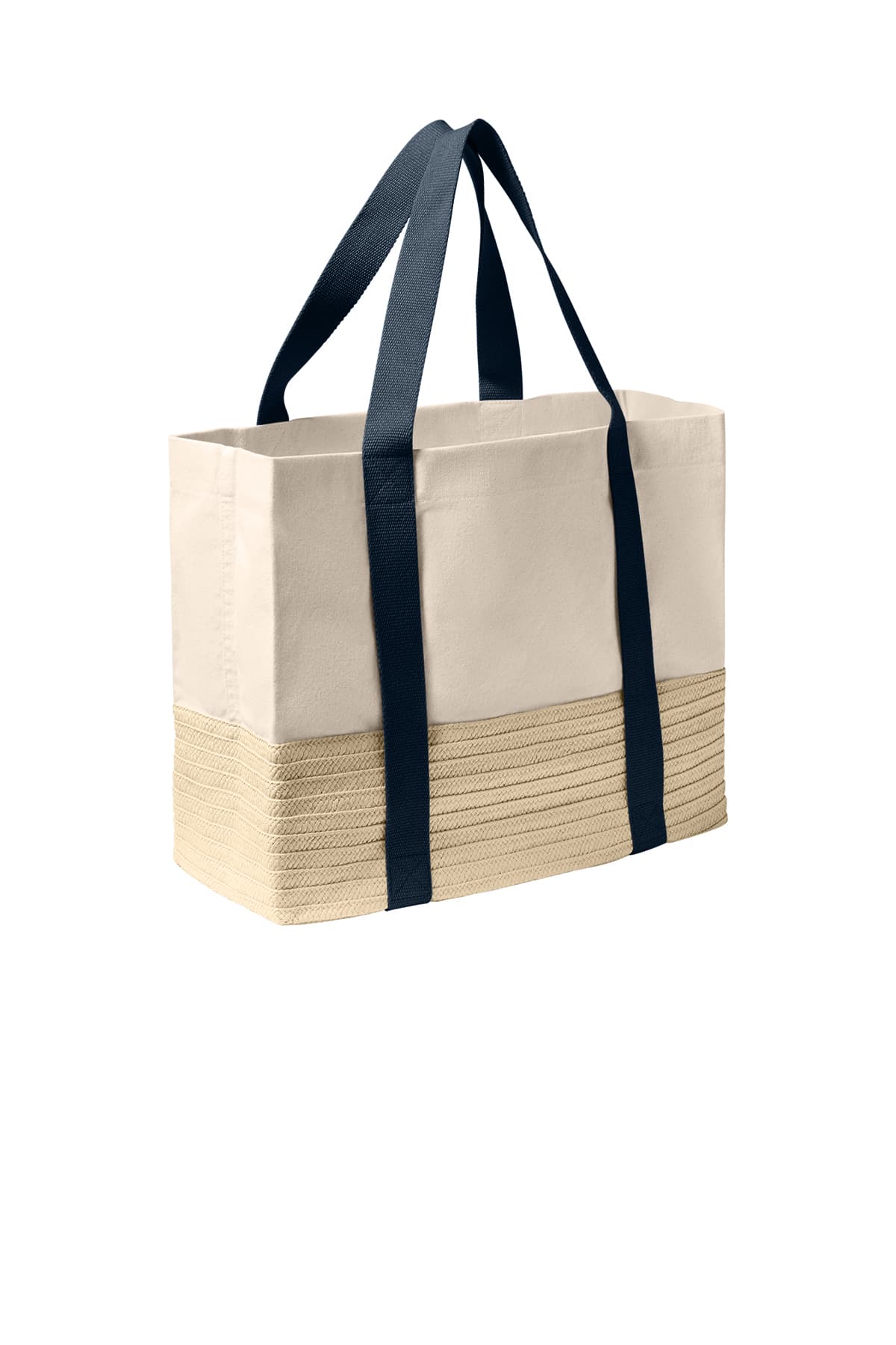Port Authority BG450 Straw Market Tote in River Blue Navy — view 5