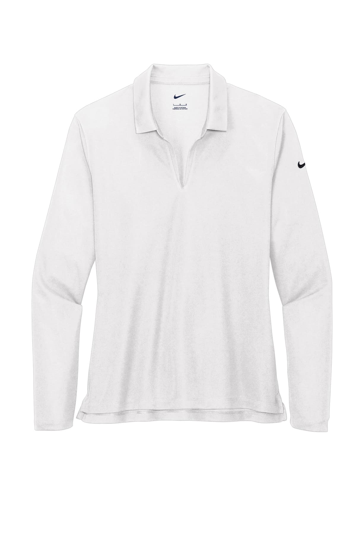 Nike NKDC2105 Women's Dri-FIT Micro Pique 2.0 Long Sleeve Polo in White — view 4