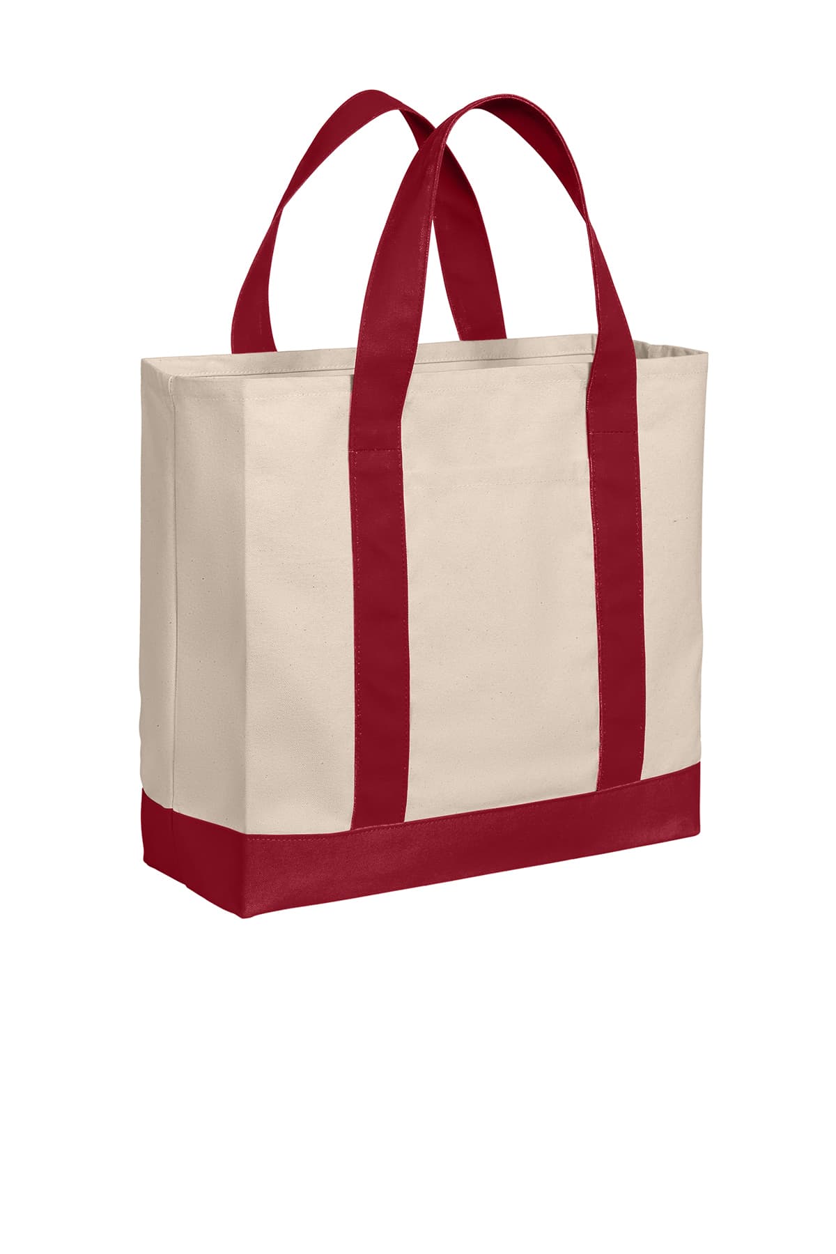 Port Authority BG429 Cotton Canvas Two-Tone Tote in Natural / Deep Red — view 3