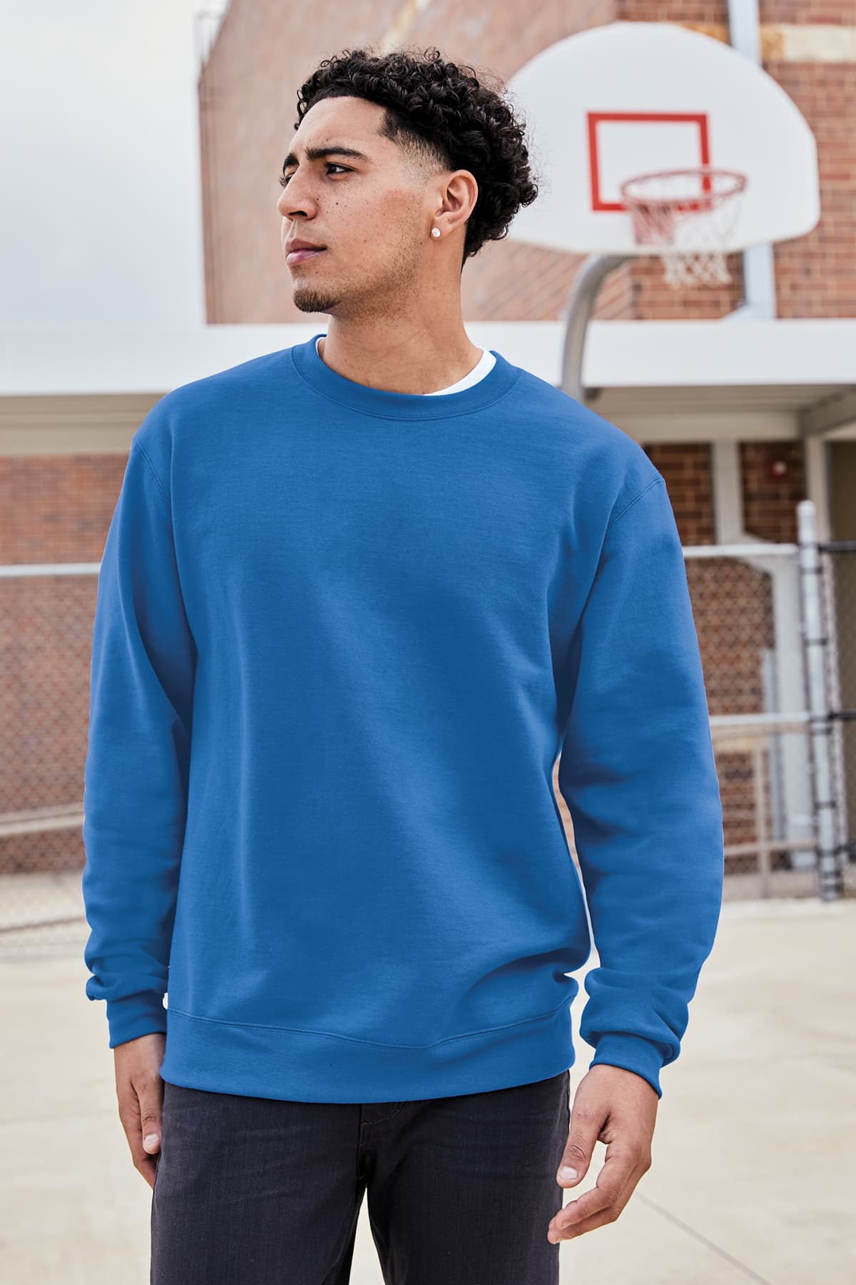 Champion S6000 Powerblend Crewneck Sweatshirt in White — view 6