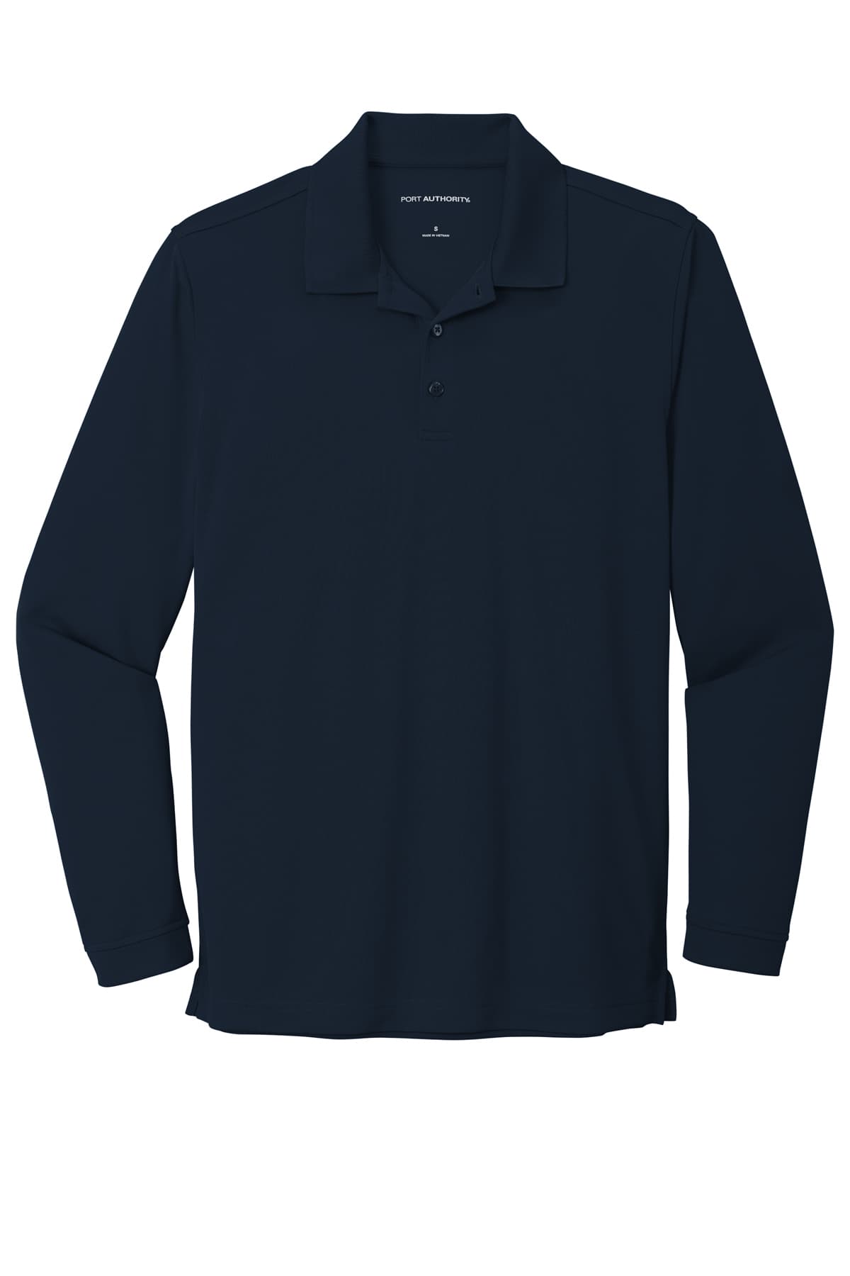 Port Authority K110LS Dry Zone UV Micro-Mesh Long Sleeve Polo in River Blue Navy — view 4
