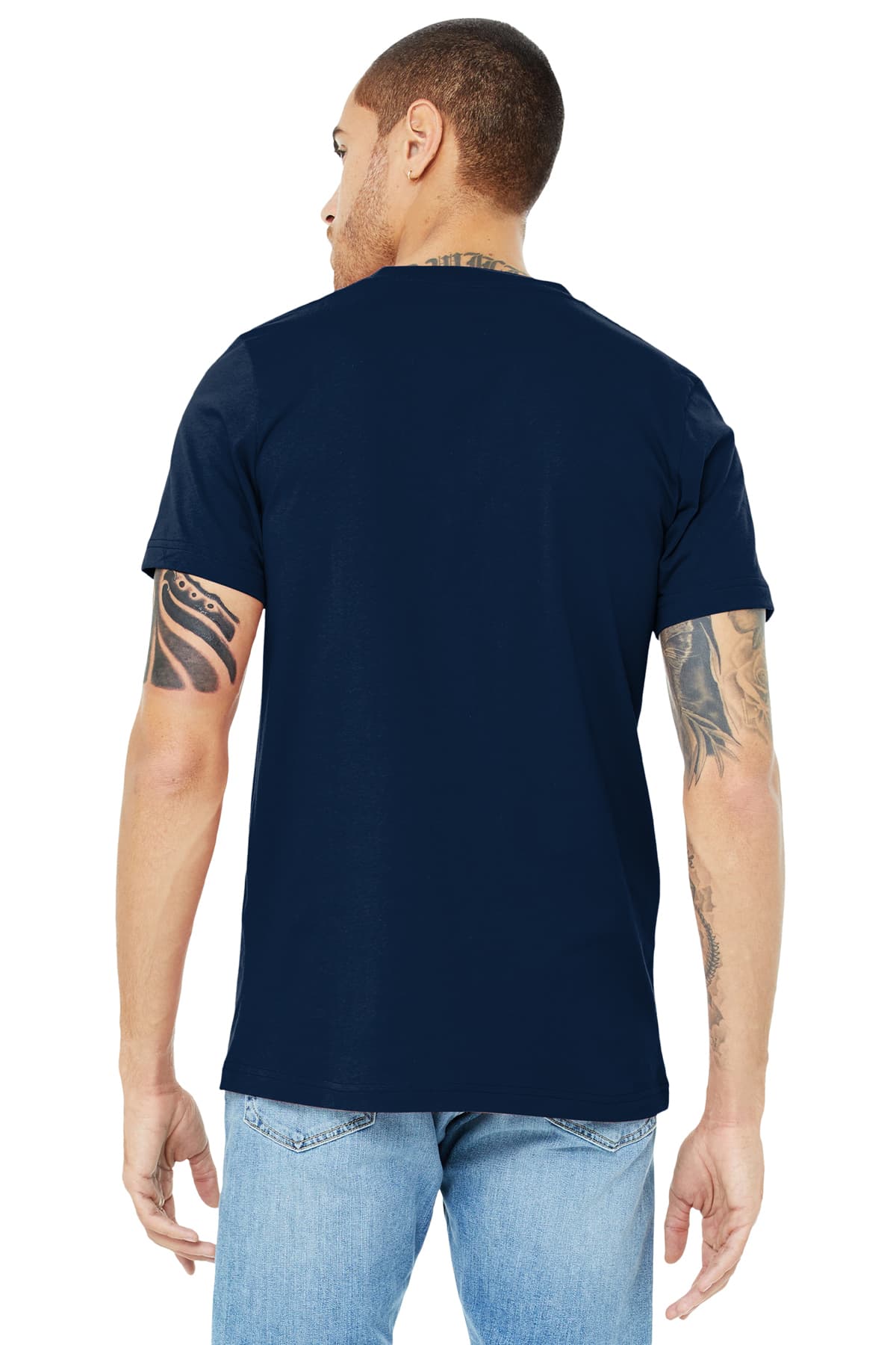 BELLA+CANVAS 3005 Unisex Jersey Short Sleeve V-Neck Tee in Navy — view 2