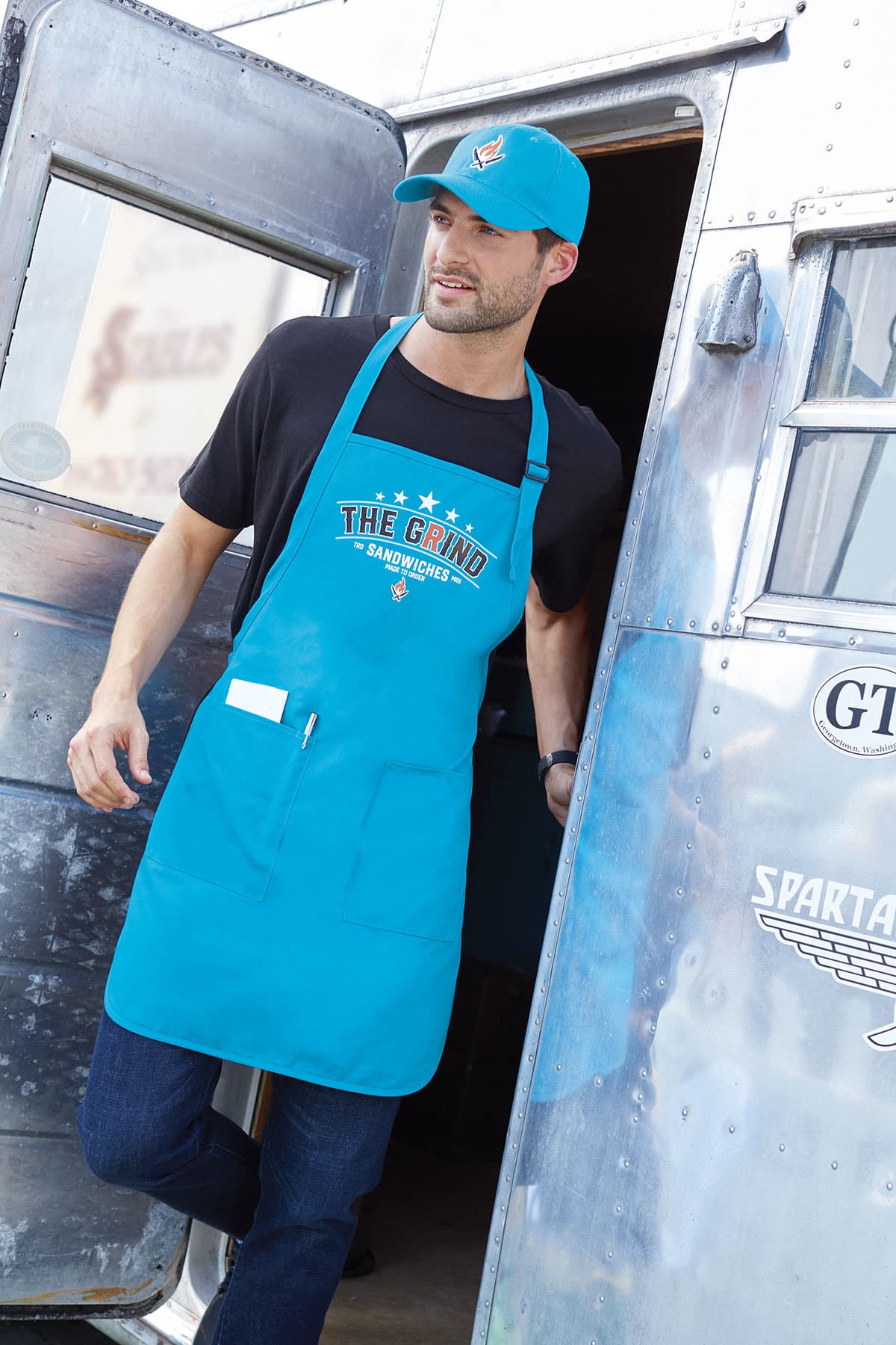 Port Authority A600 Full-Length Two-Pocket Bib Apron in Sapphire — view 6