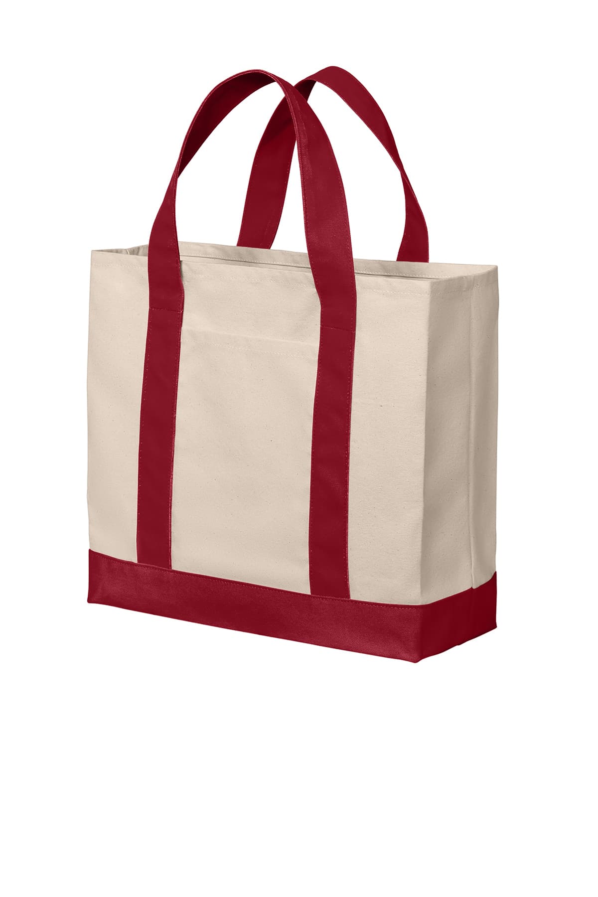 Port Authority BG429 Cotton Canvas Two-Tone Tote in Natural / Deep Red — view 2