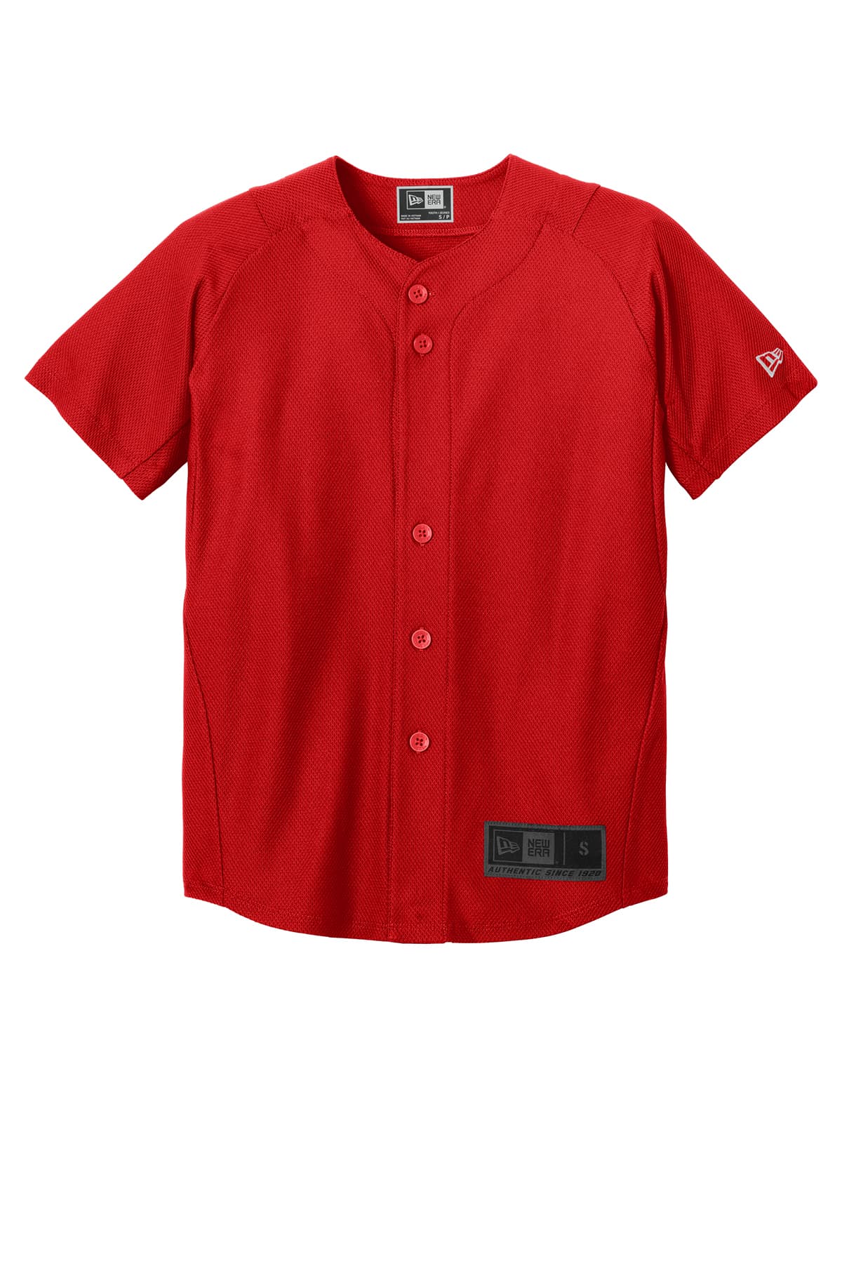 New Era YNEA220 Youth Diamond Era Full-Button Jersey in Scarlet — view 4