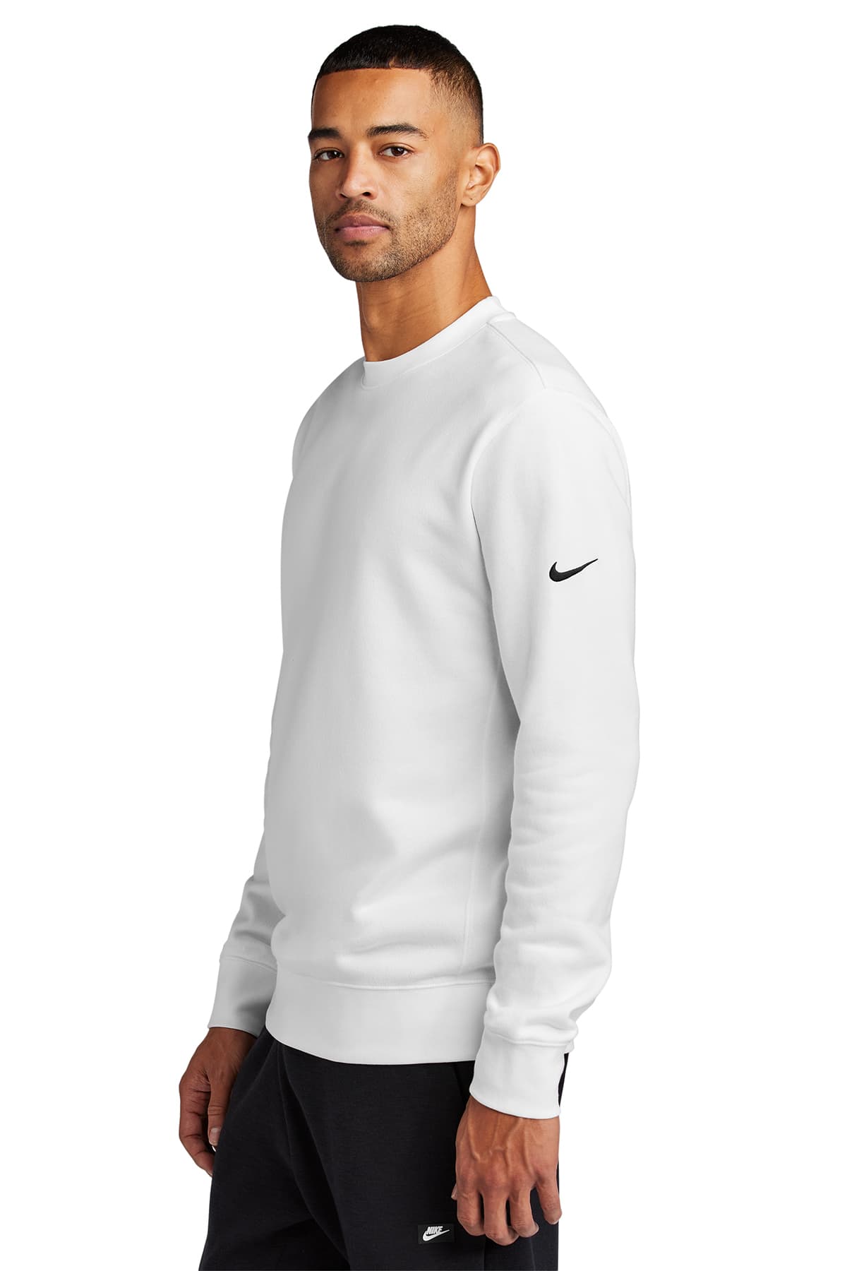Nike NKFD9863 Club Fleece Sleeve Swoosh Crew in White — view 3
